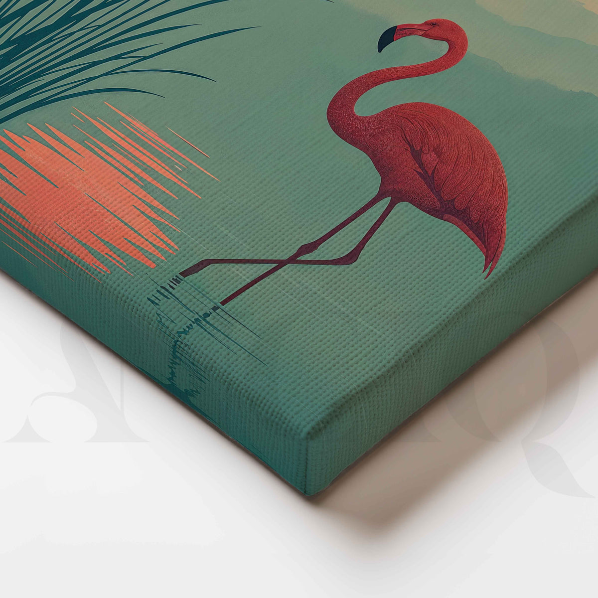 Minimalist Flamingo Sunset Canvas Artwork – Asha Art Studio – Image 2