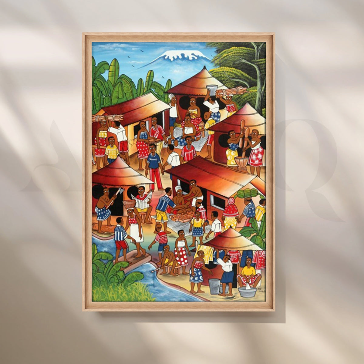 Vibrant African Village Market Canvas Artwork – Asha Art Studio – Image 5