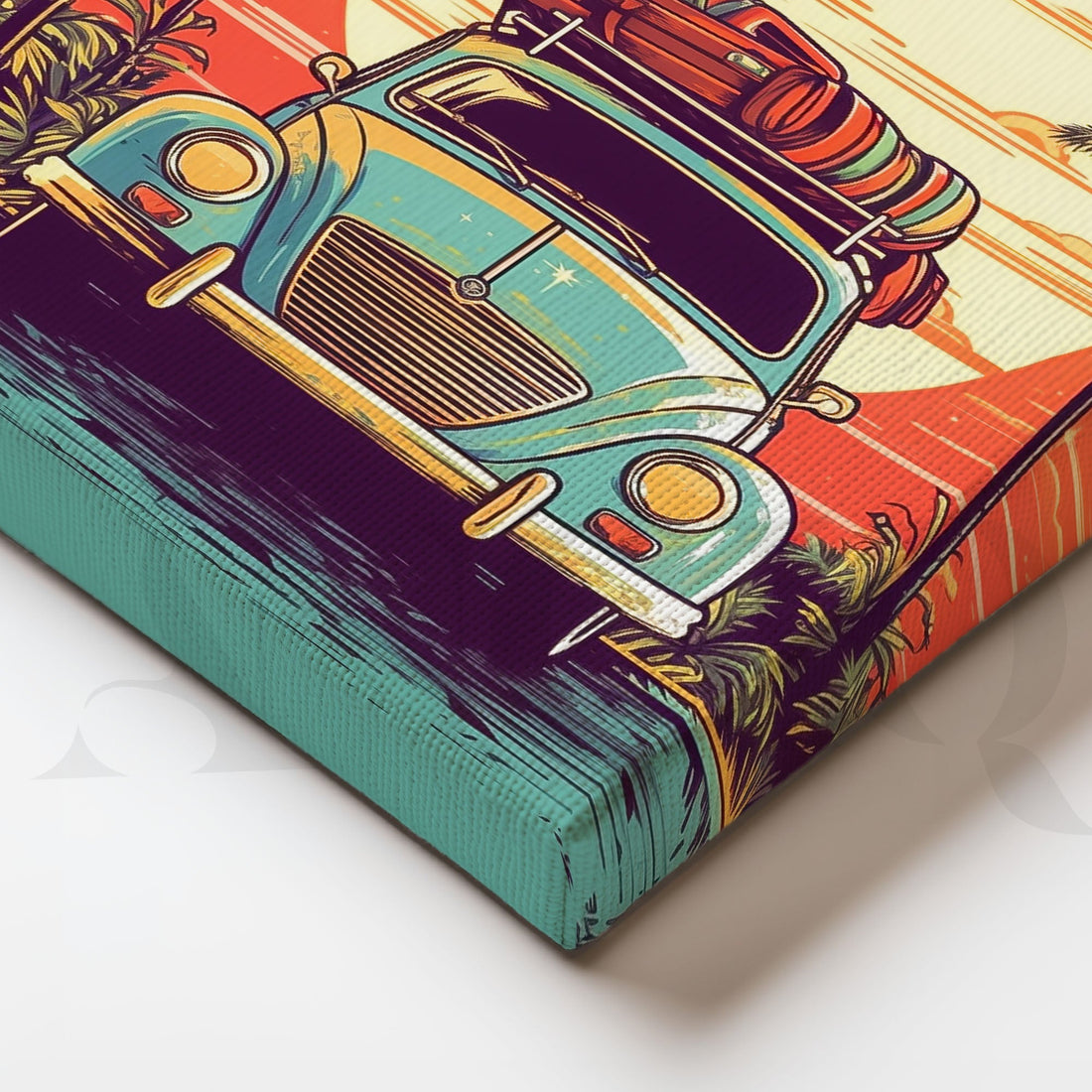 Vintage Beach Car Canvas Wall Artwork (Ready to Ship) – Asha Art Studio
