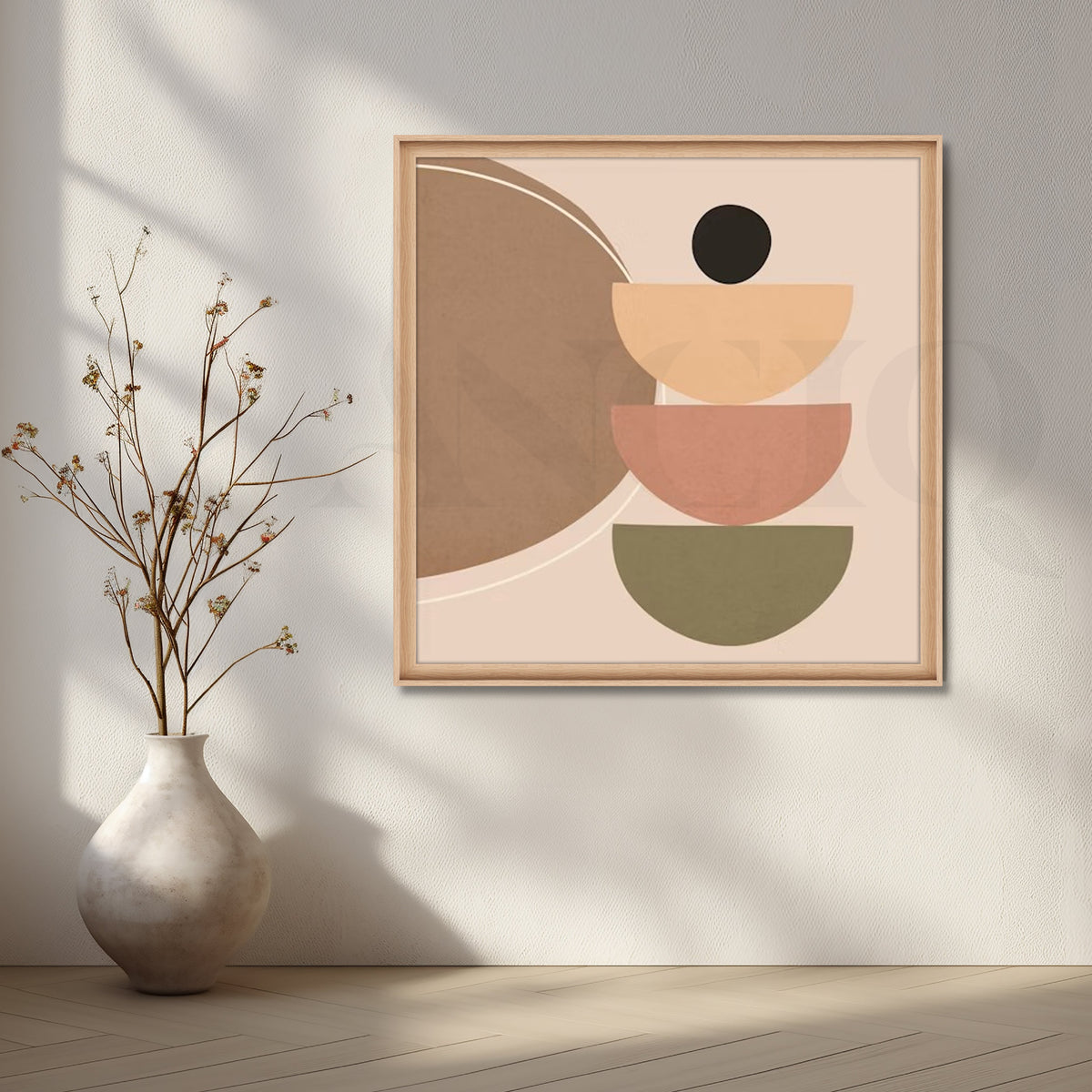 Neutral Stacked Bowls Canvas Artwork – Asha Art Studio – Image 5
