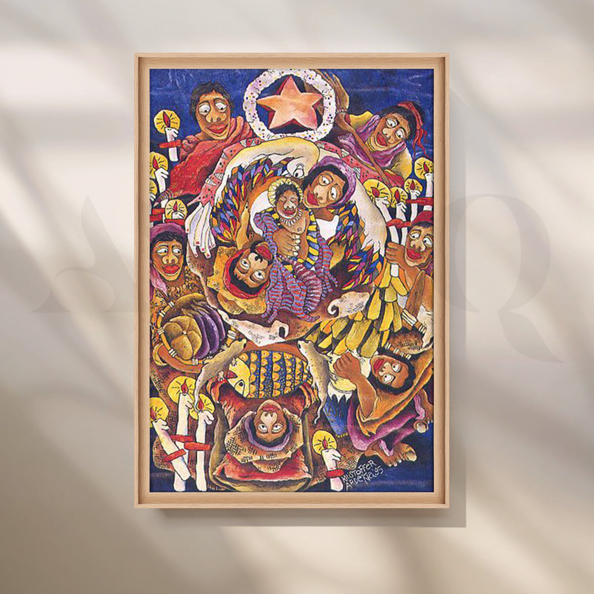 Festive Nativity Folk Canvas Artwork – Asha Art Studio – Image 5