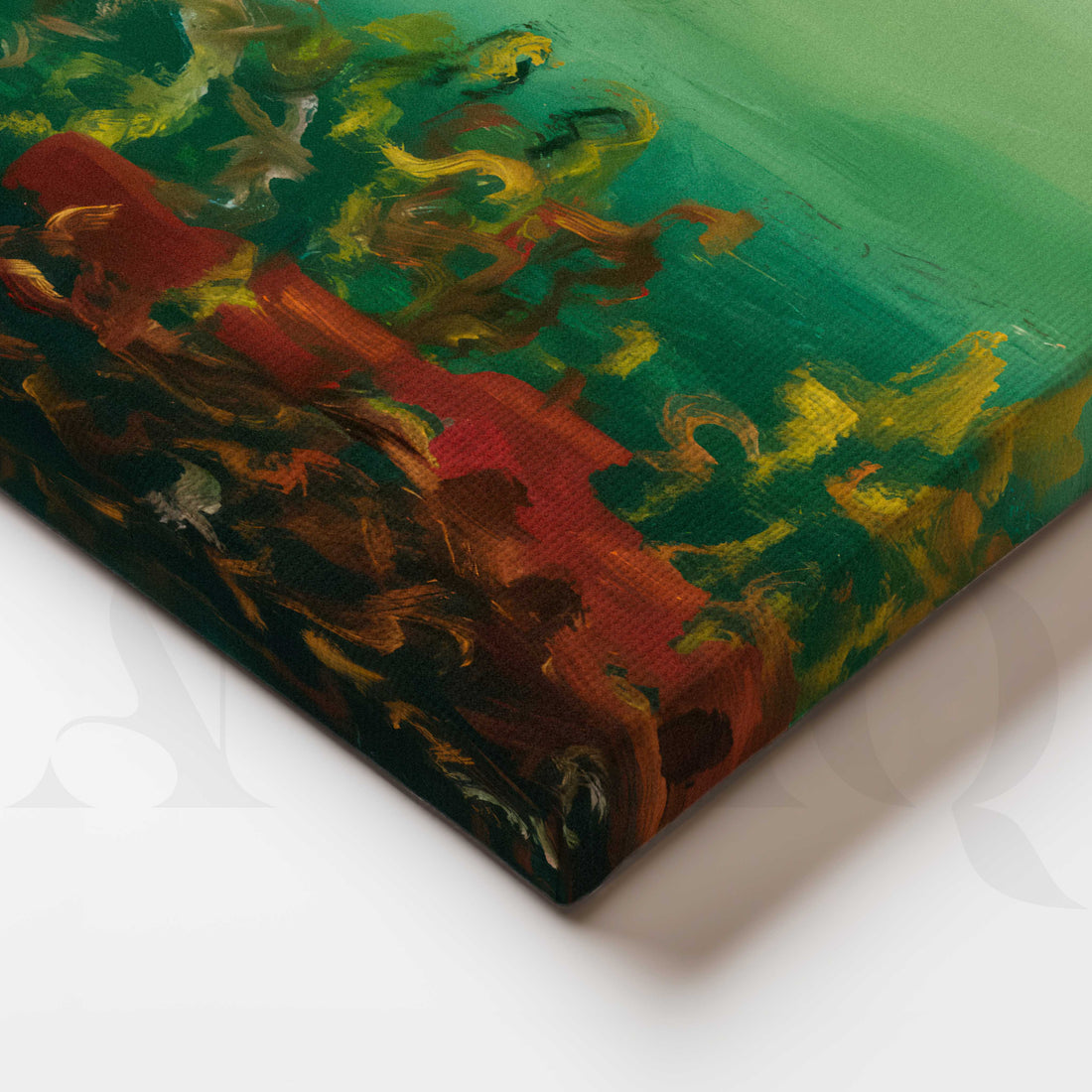 Moody Green Landscape Canvas Artwork – Asha Art Studio