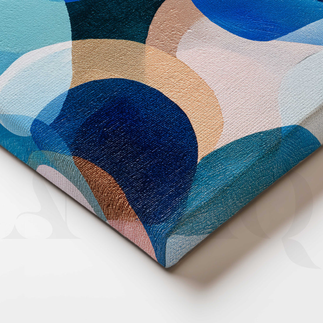 Modern Blue and Teal Geometric Abstract Canvas Artwork – Asha Art Studio