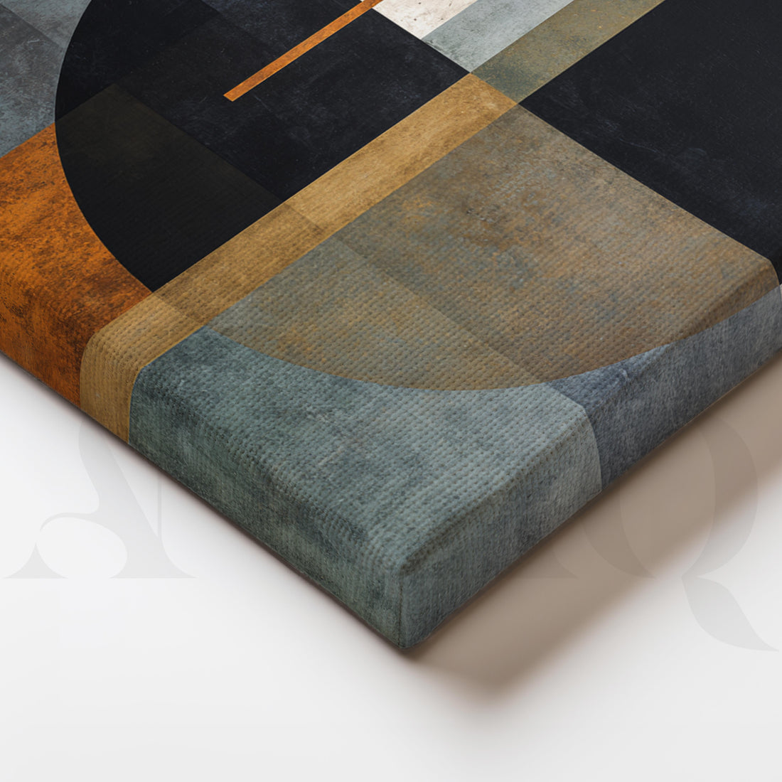 Geometric Black, Grey and Rust Abstract Canvas Artwork – Asha Art Studio