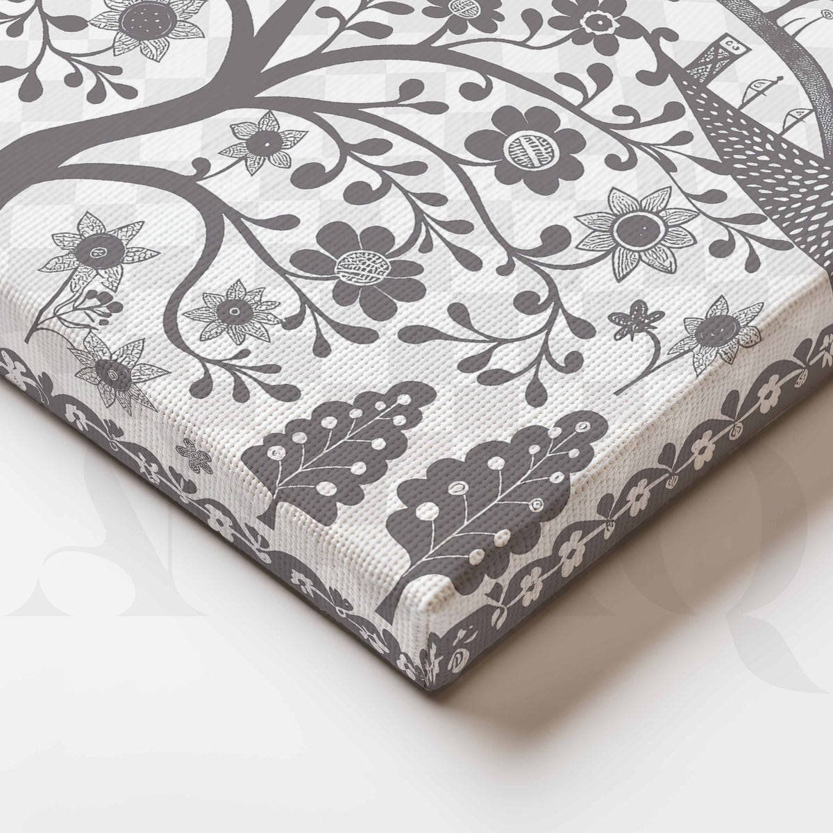 Floral Tree of Life Folk Canvas Artwork – Asha Art Studio – Image 2