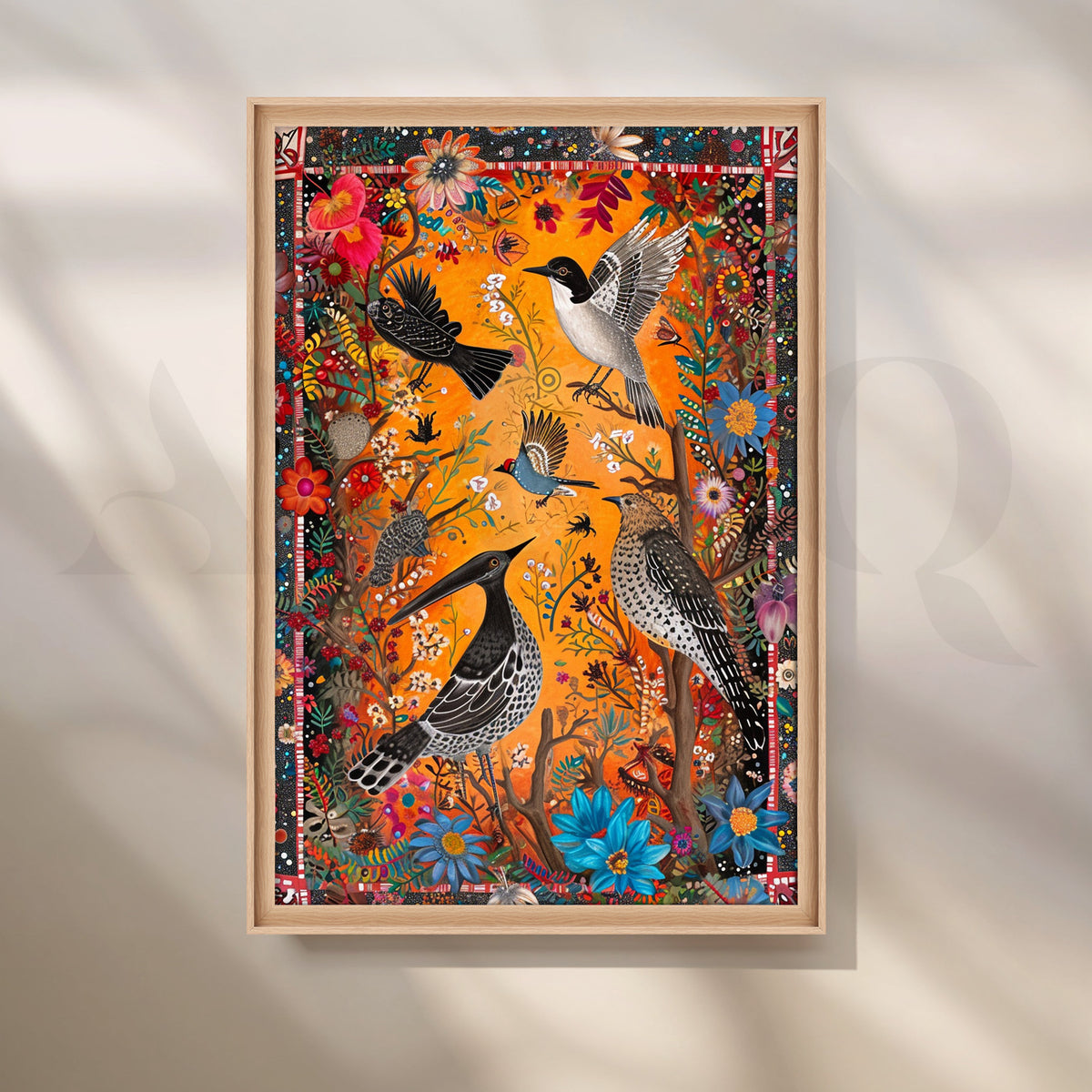 Folk Birds of India Canvas Artwork – Asha Art Studio – Image 5
