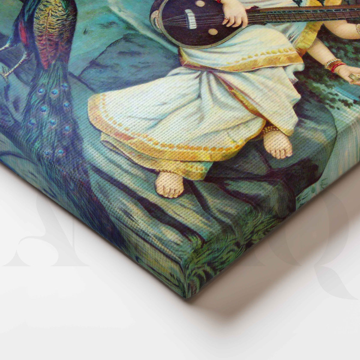 Goddess Saraswati by Raja Ravi Varma Canvas Artwork – Asha Art Studio – Image 2