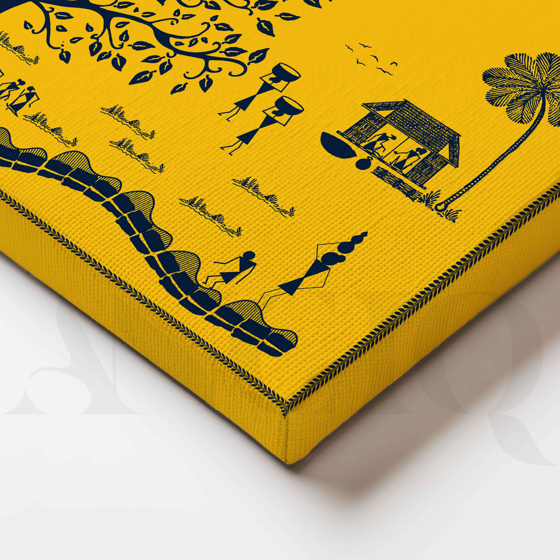 Warli Tree of Village Life Canvas Artwork – Asha Art Studio