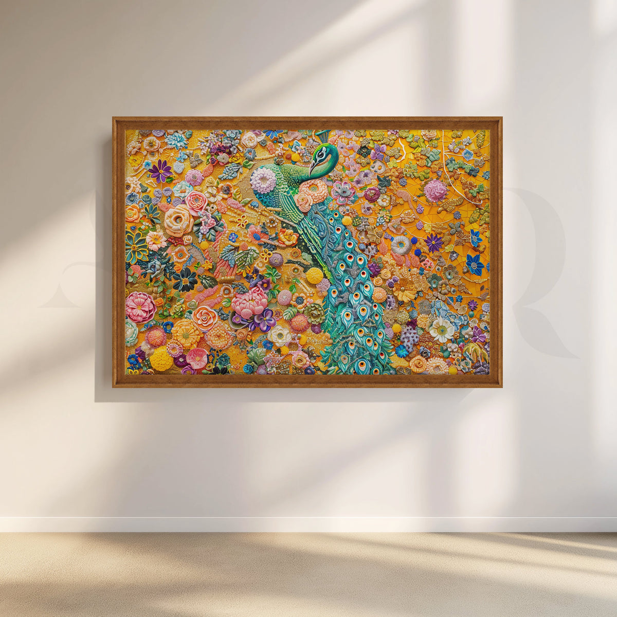 Floral Symphony Peacock Canvas Artwork – Asha Art Studio – Image 6