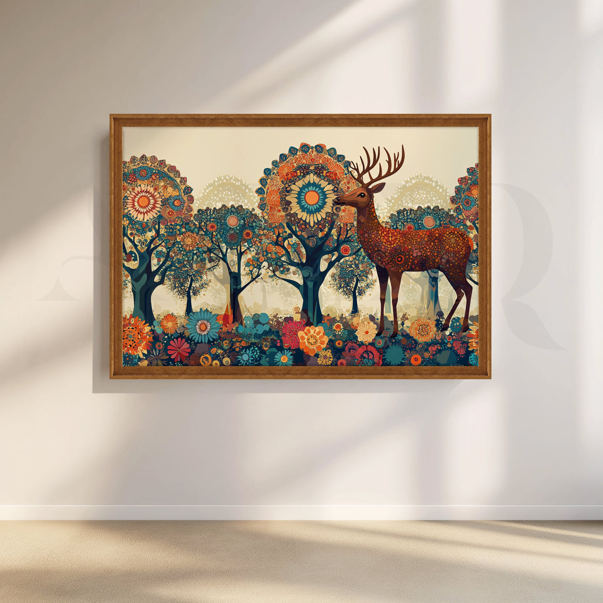 Enchanted Deer in Floral Forest Canvas Artwork – Asha Art Studio – Image 6