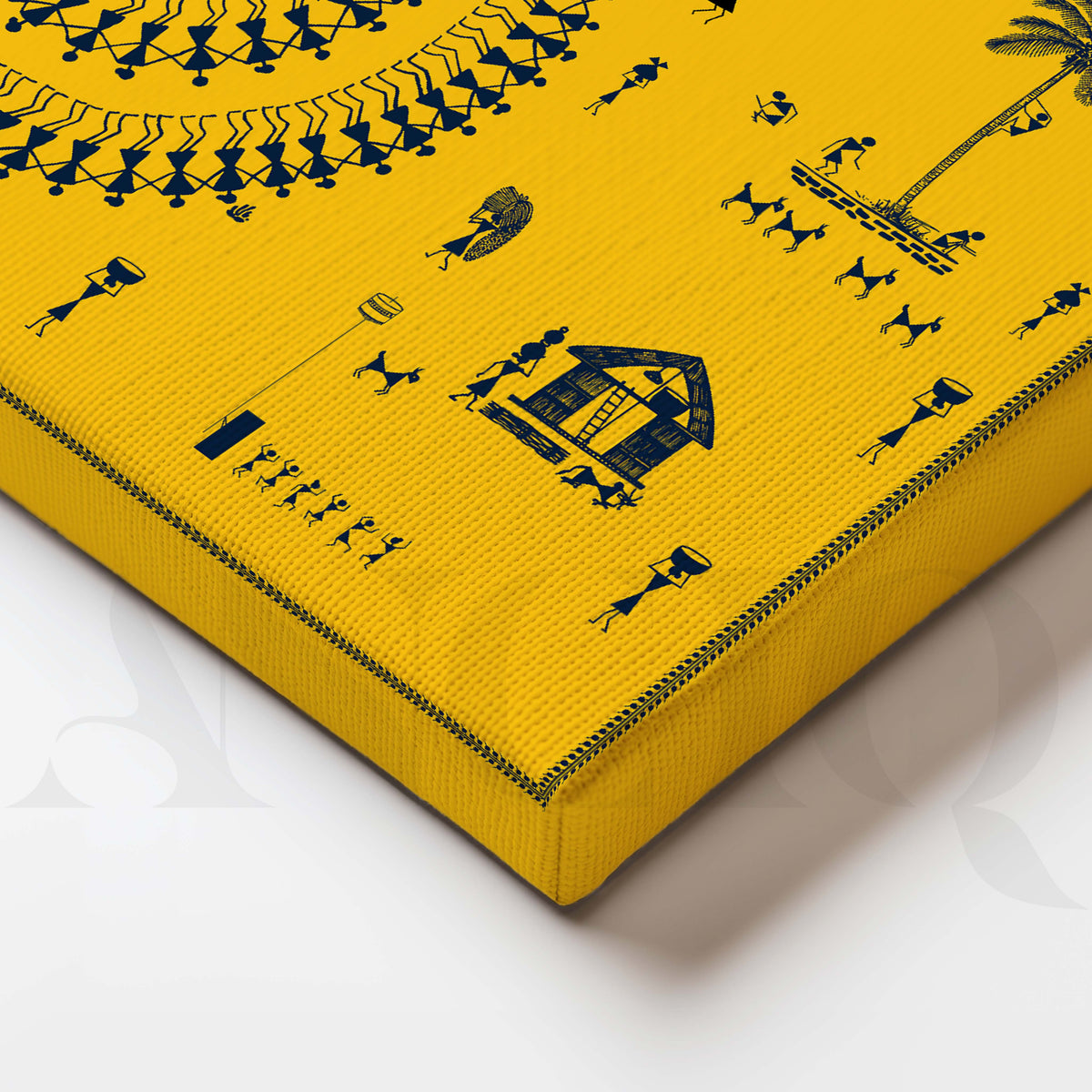 Warli Celebration of Village Life Canvas Artwork – Asha Art Studio – Image 2