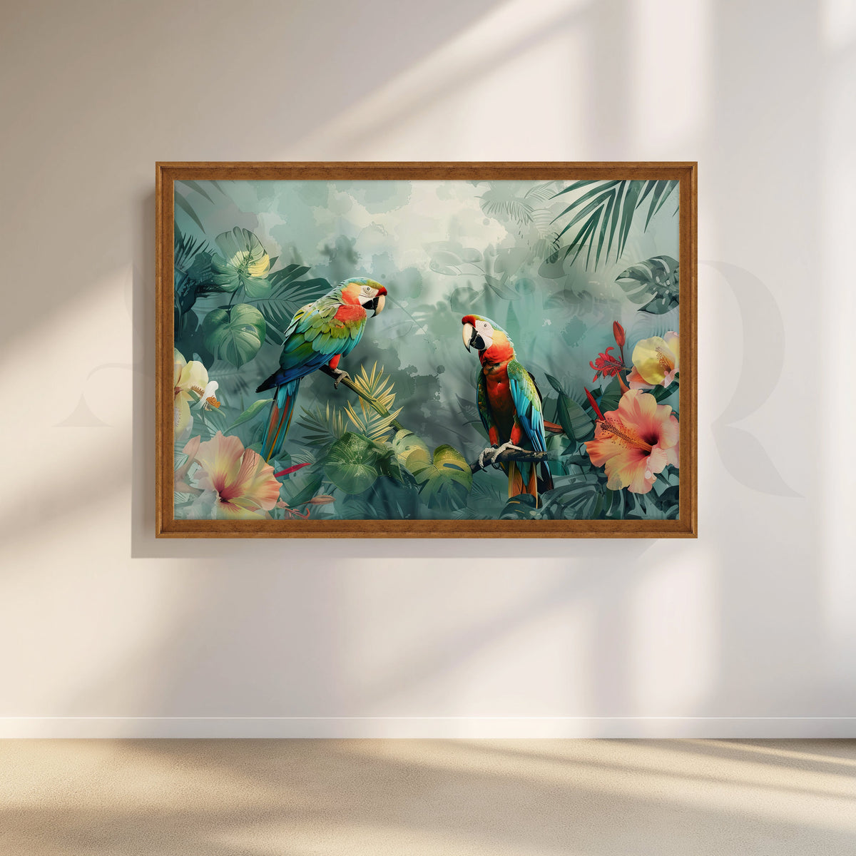 Tropical Parrot Conversation Canvas Artwork – Asha Art Studio – Image 6