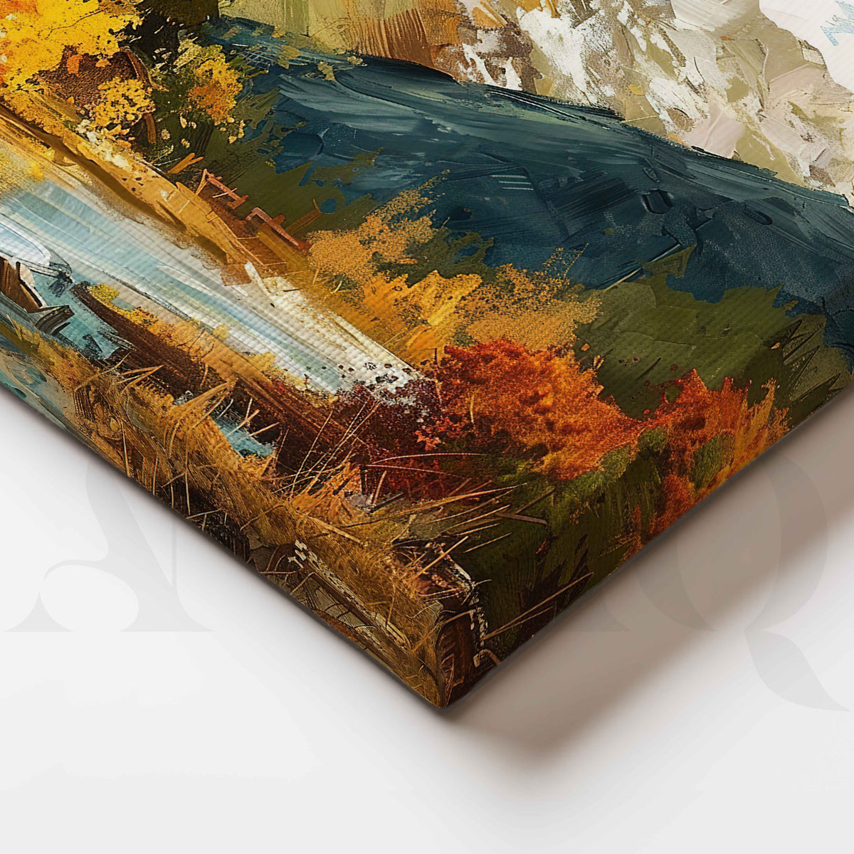 Snow Mountain Cabin Canvas Artwork – Asha Art Studio – Image 2