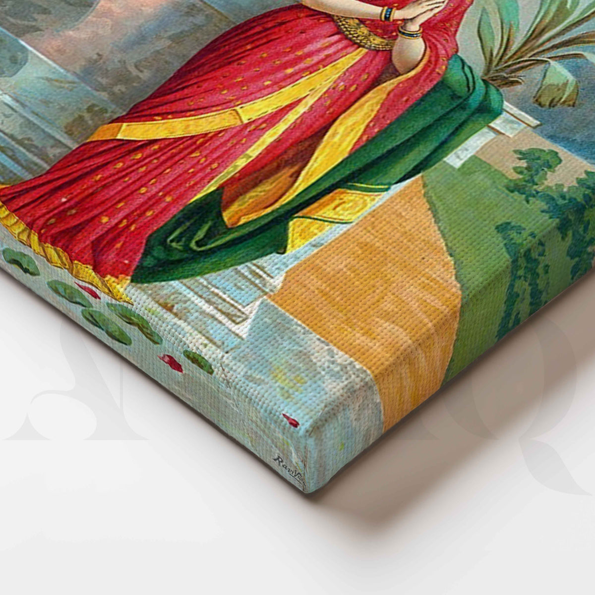 Damayanti Talking to a Swan by Raja Ravi Varma Canvas Artwork – Asha Art Studio – Image 2