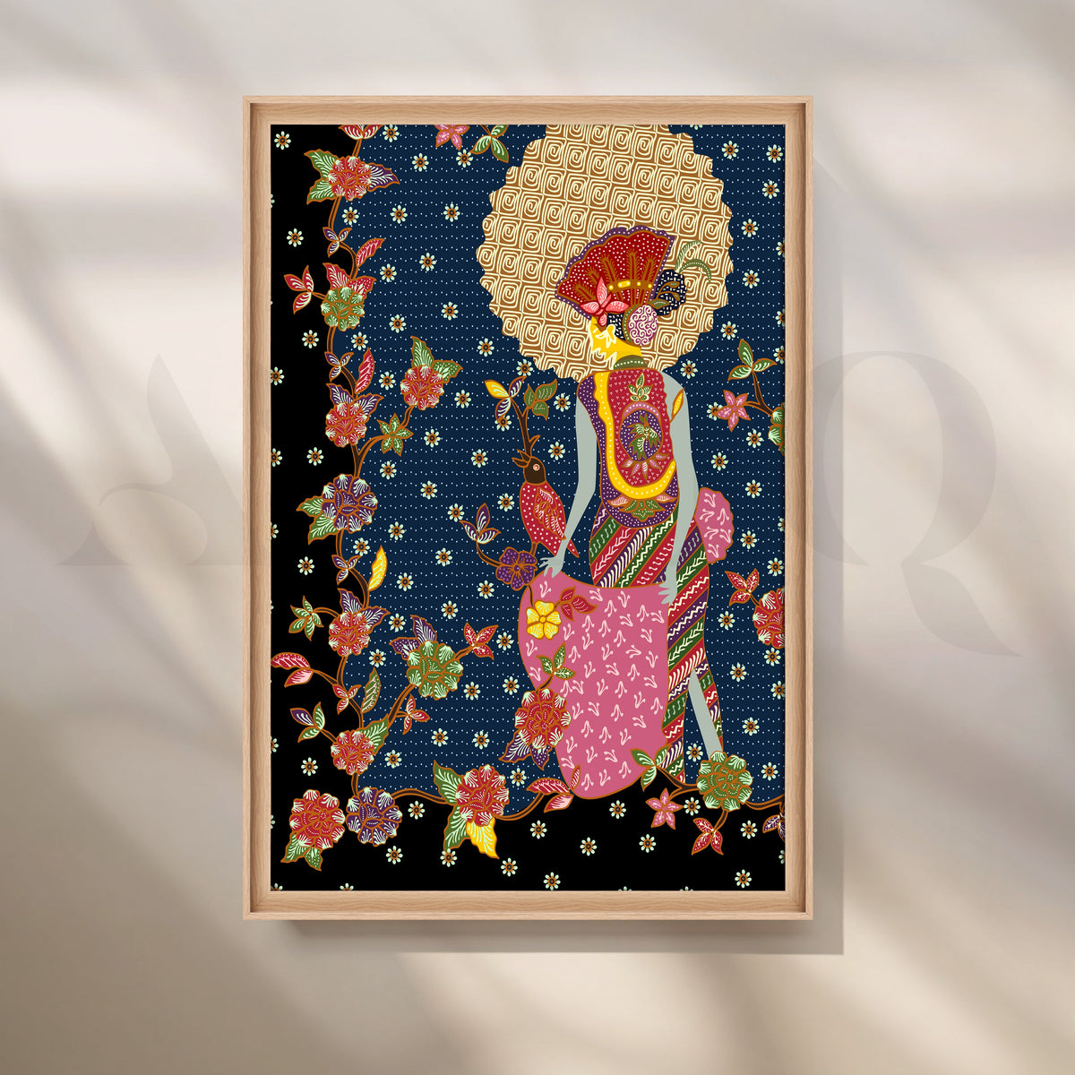 Batik Woman in Bloom Canvas Artwork – Asha Art Studio – Image 5