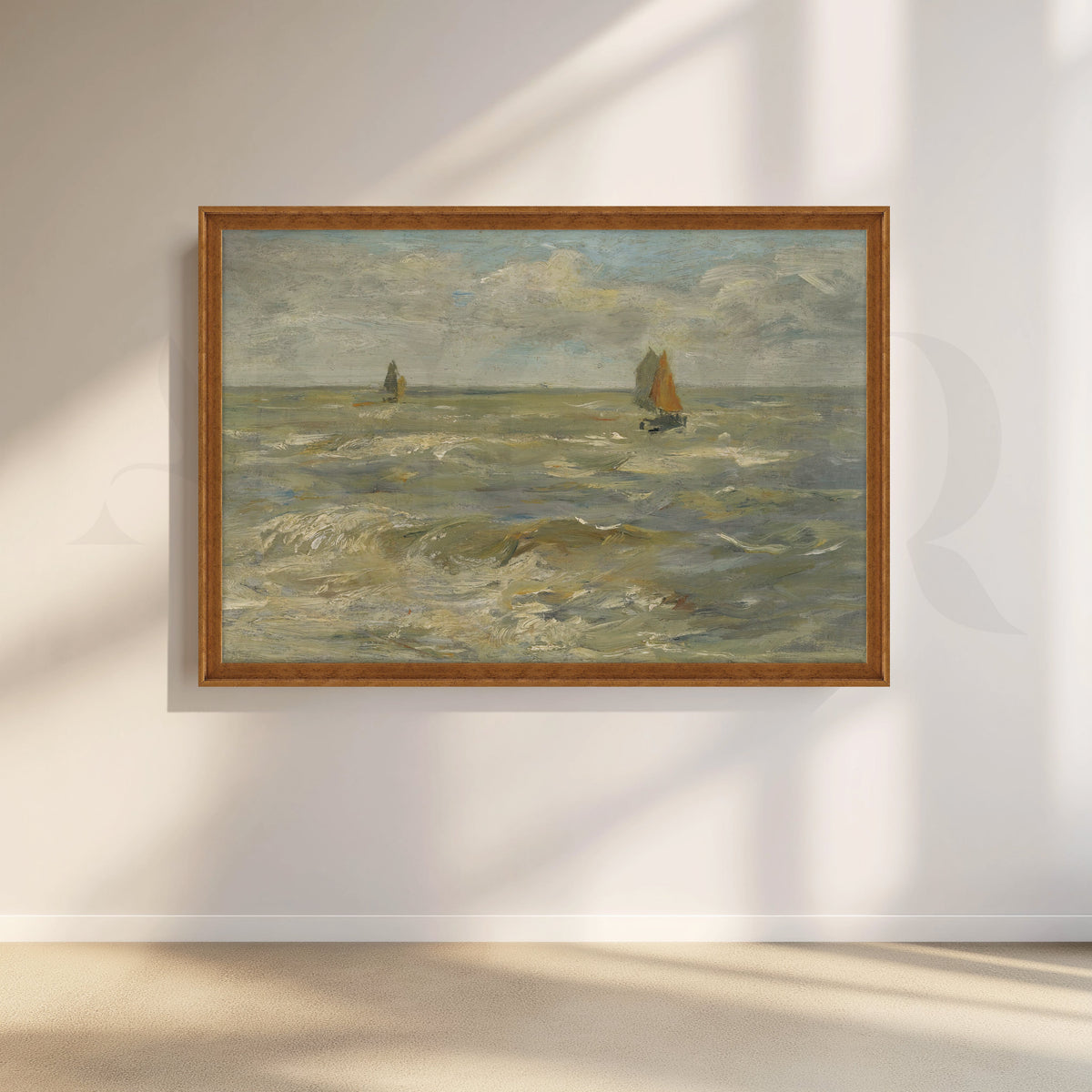Rough Sea and Distant Sails Canvas Artwork – Asha Art Studio – Image 6