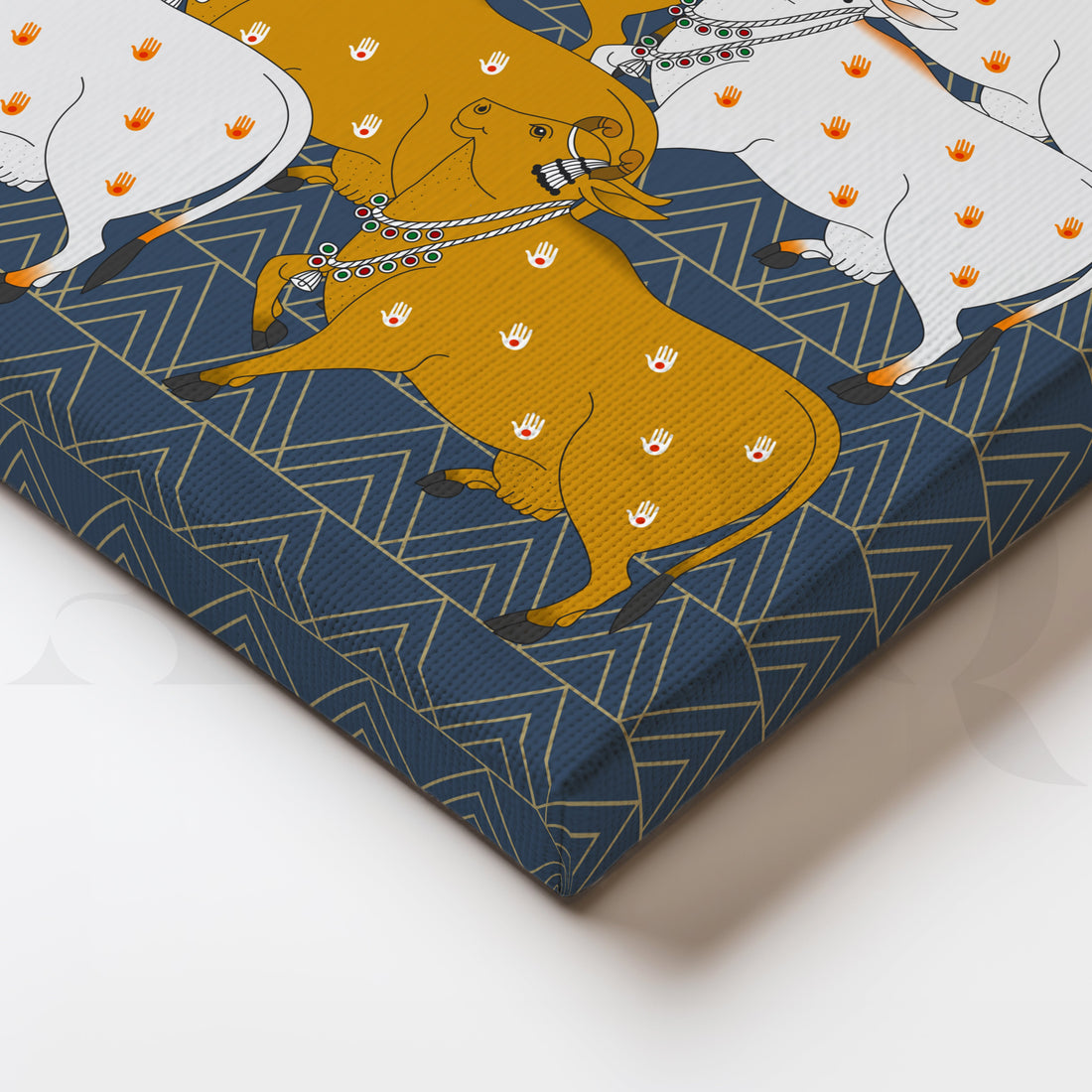 Ornate Cows Adorned in Tribal Patterns – Asha Art Studio