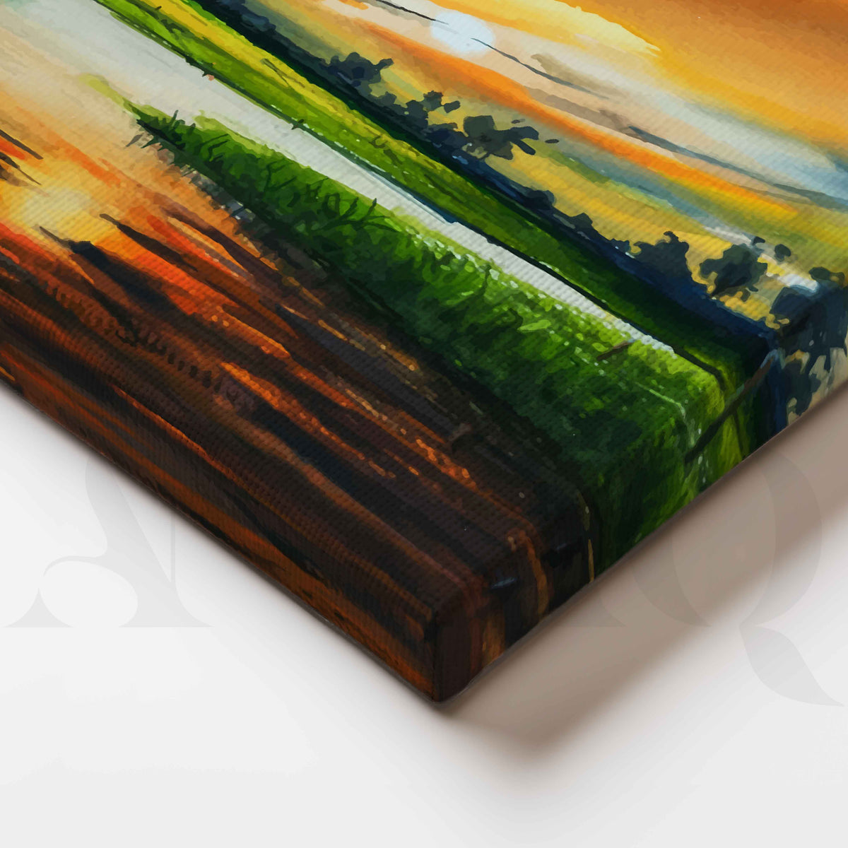 Sunset River Landscape Canvas Artwork – Asha Art Studio – Image 2