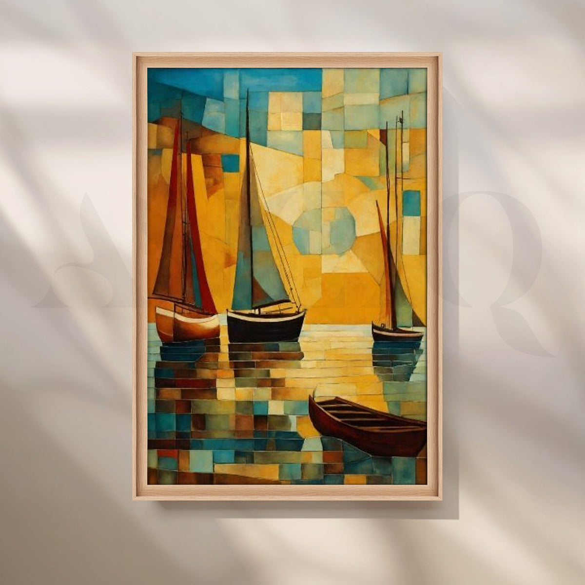 Abstract Sailboats Cubist Coastal Canvas Artwork – Asha Art Studio – Image 5