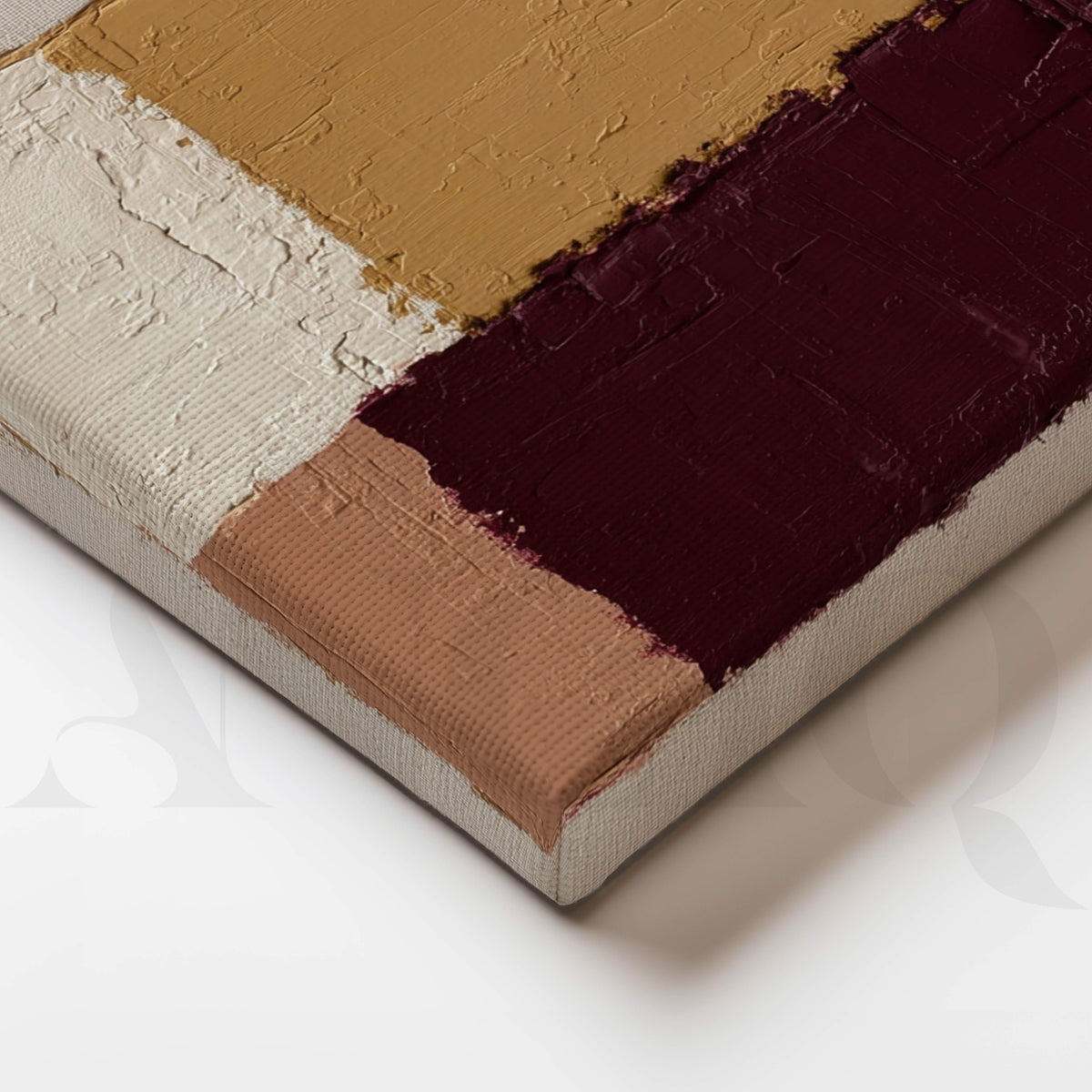 Textured Burgundy and Mustard Abstract Canvas Artwork – Asha Art Studio – Image 2