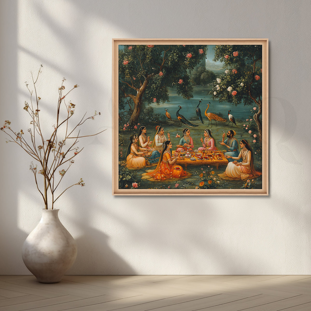 Royal Picnic by the Lake Canvas Artwork – Asha Art Studio – Image 5
