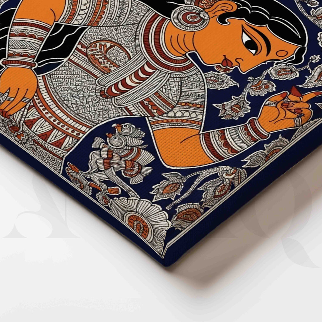 Traditional Indian Woman Madhubani Canvas Artwork – Asha Art Studio