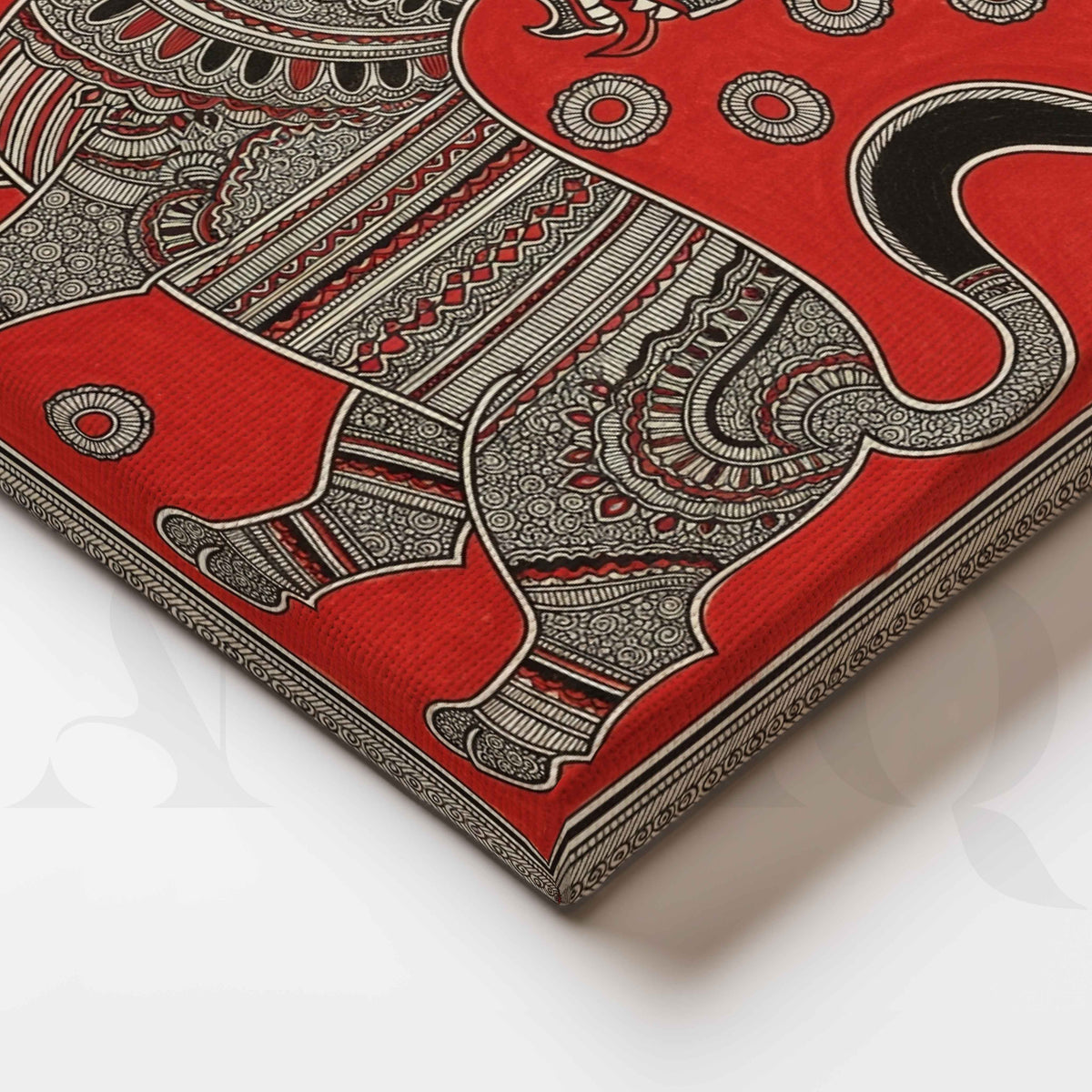 Mythical Lion Traditional Madhubani Canvas Artwork – Asha Art Studio – Image 2