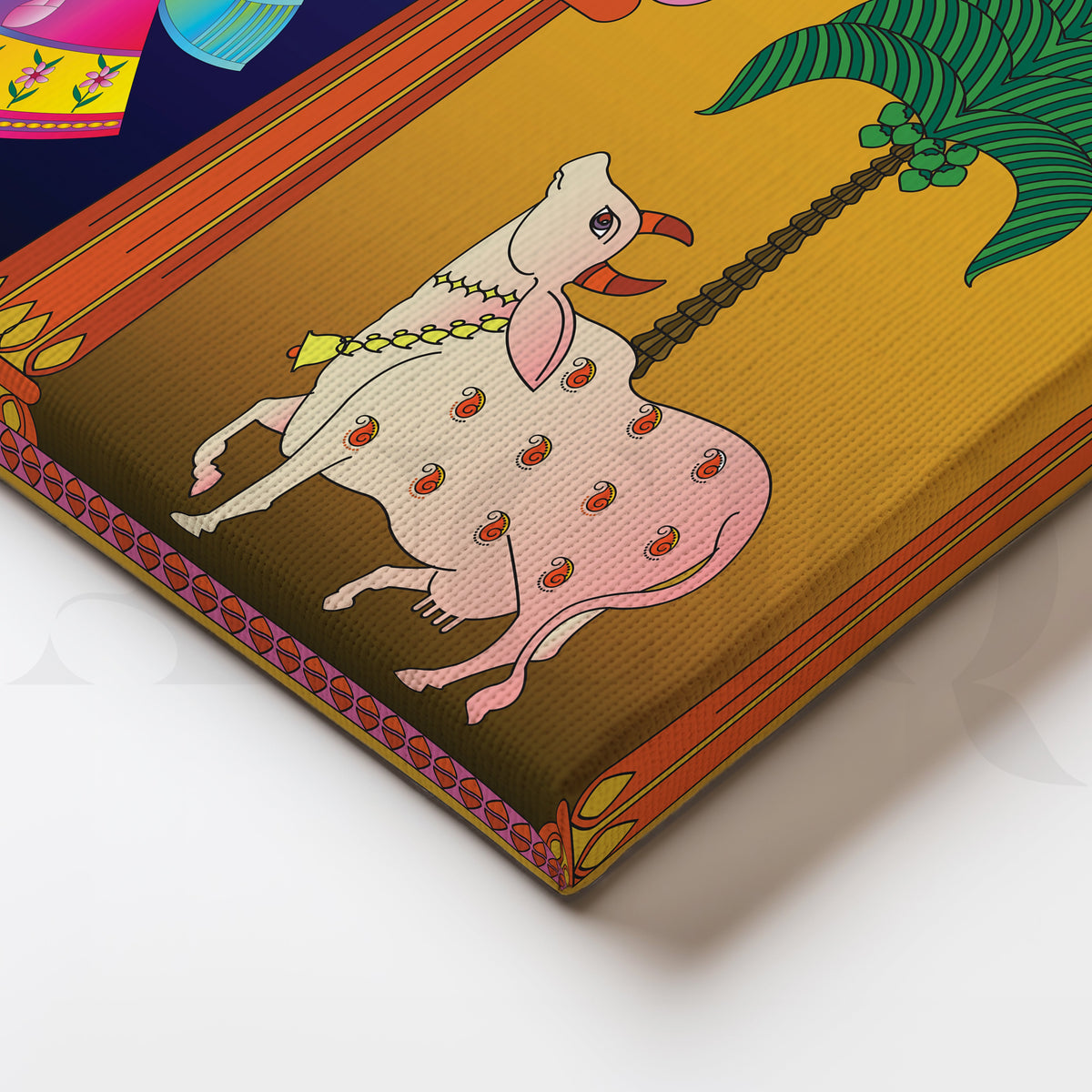 Pichwai Indian Krishna Canvas Wall Artwork – Asha Art Studio – Image 2
