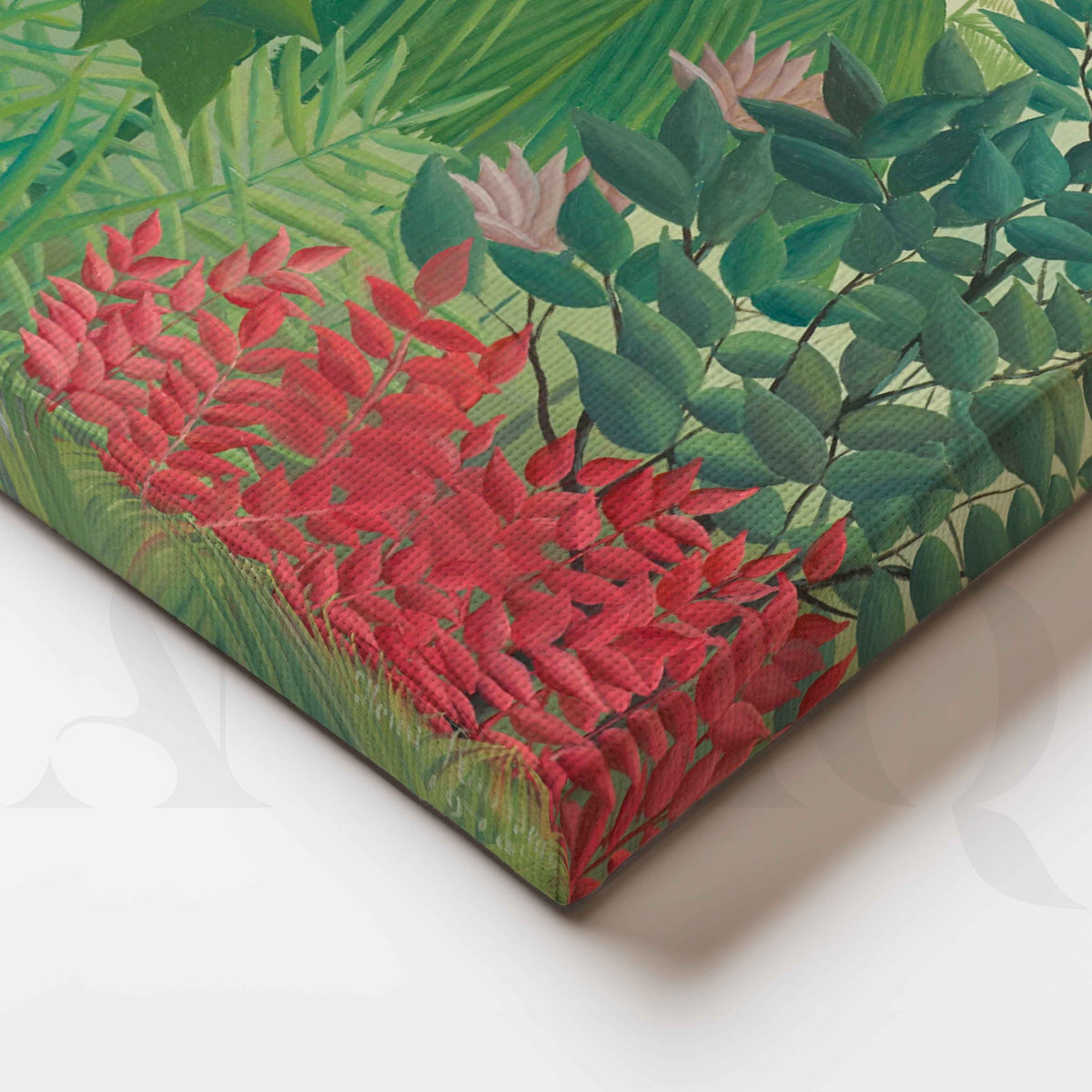 Tropical Jungle with Deer Folk Art Canvas Artwork – Asha Art Studio – Image 2