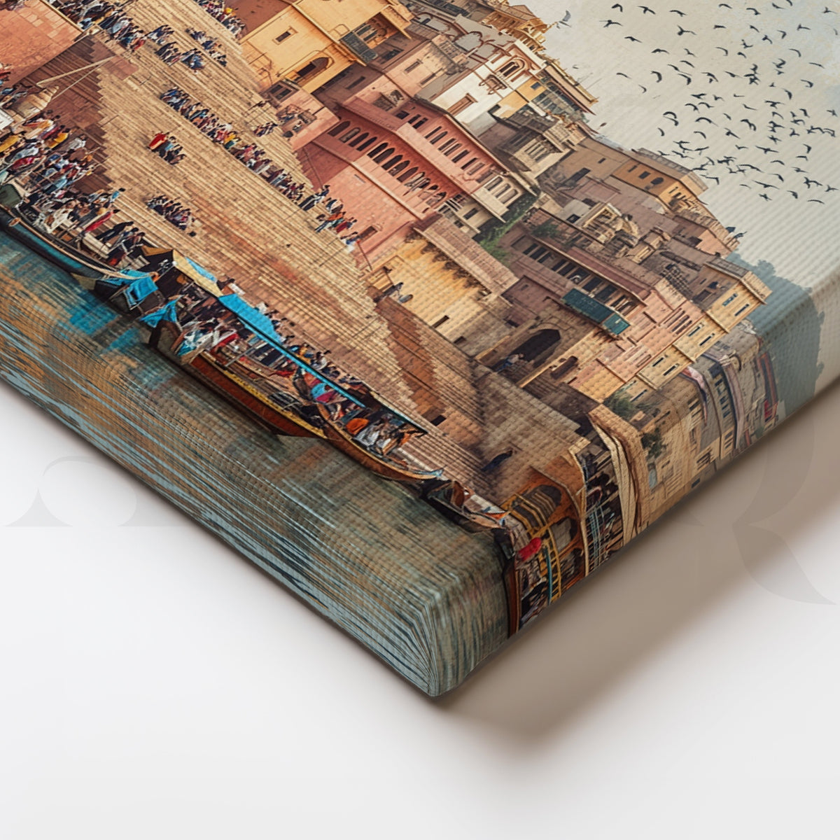 Varanasi Ghats Riverside Canvas Artwork – Asha Art Studio – Image 2