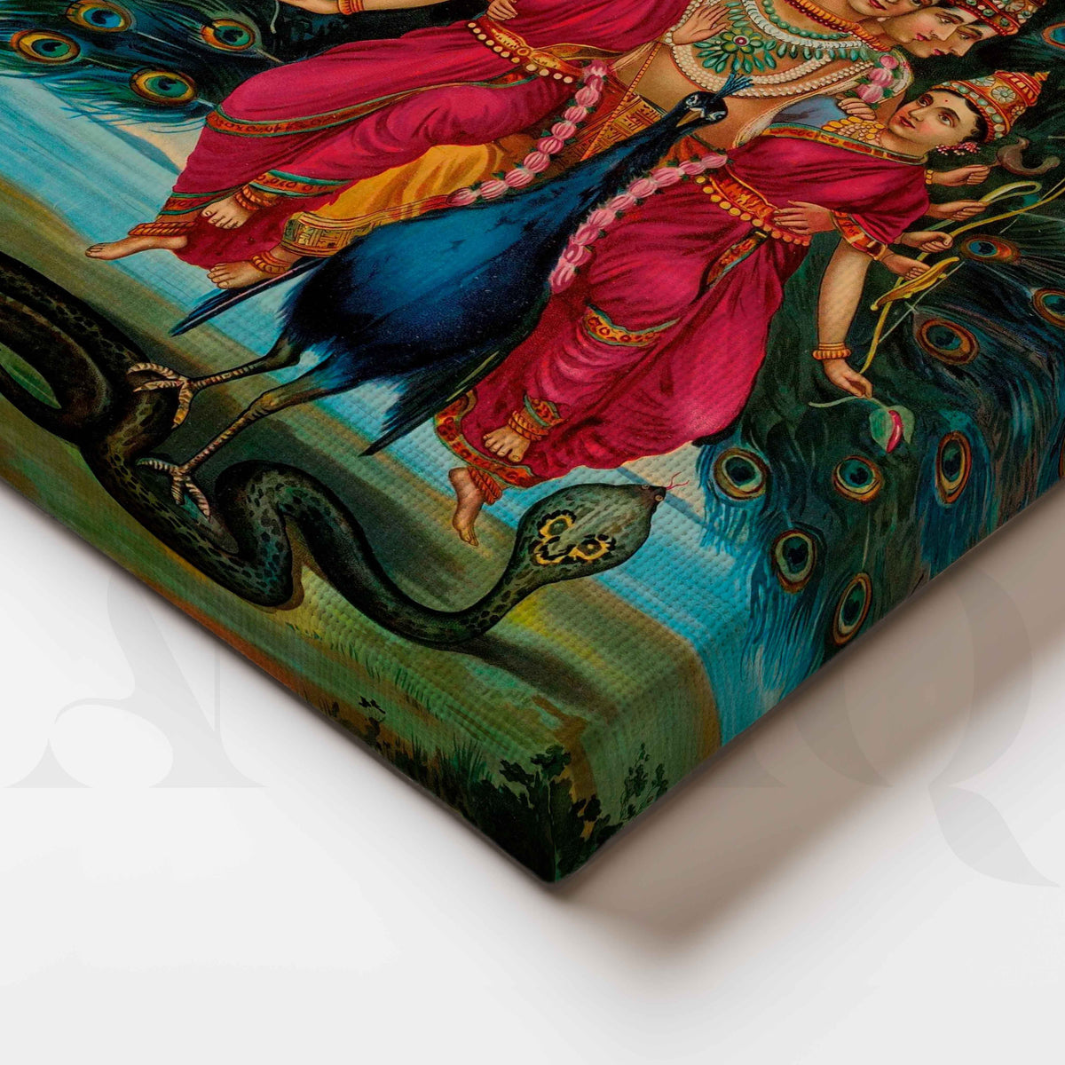 Sri Shanmukha Subramania Swami by Raja Ravi Varma Canvas Artwork – Asha Art Studio – Image 2