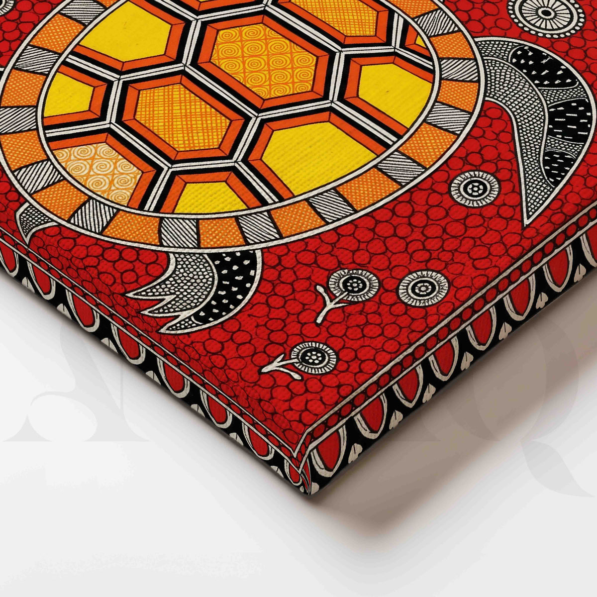 Traditional Turtle Madhubani Folk Art Canvas Artwork – Asha Art Studio – Image 2