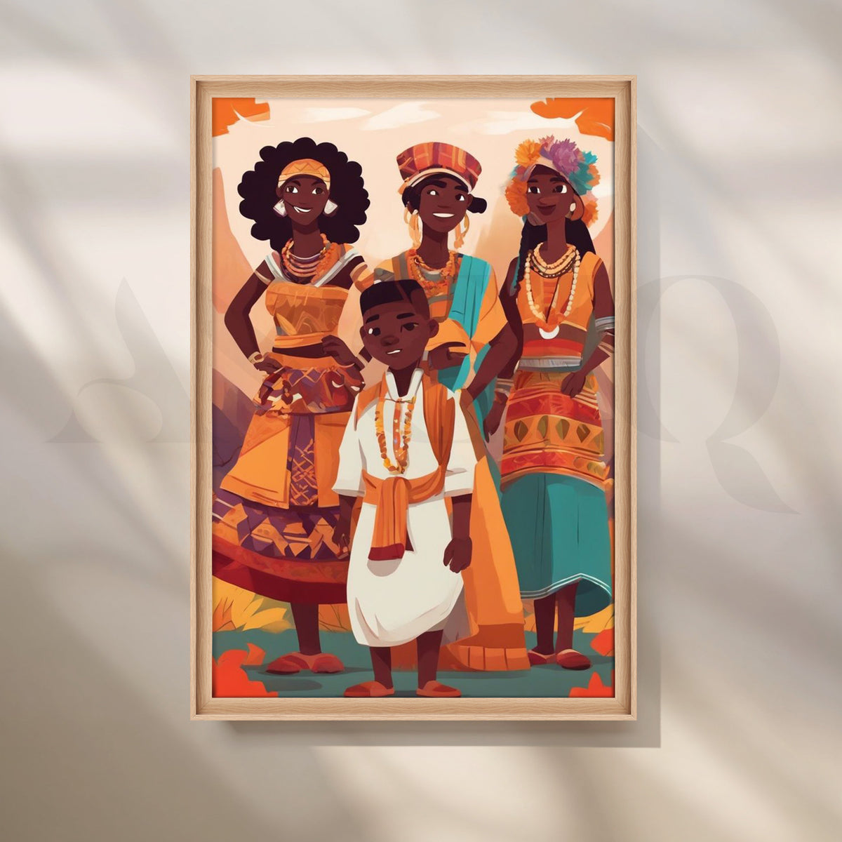 Cheerful African Family Portrait Canvas Artwork – Asha Art Studio – Image 5
