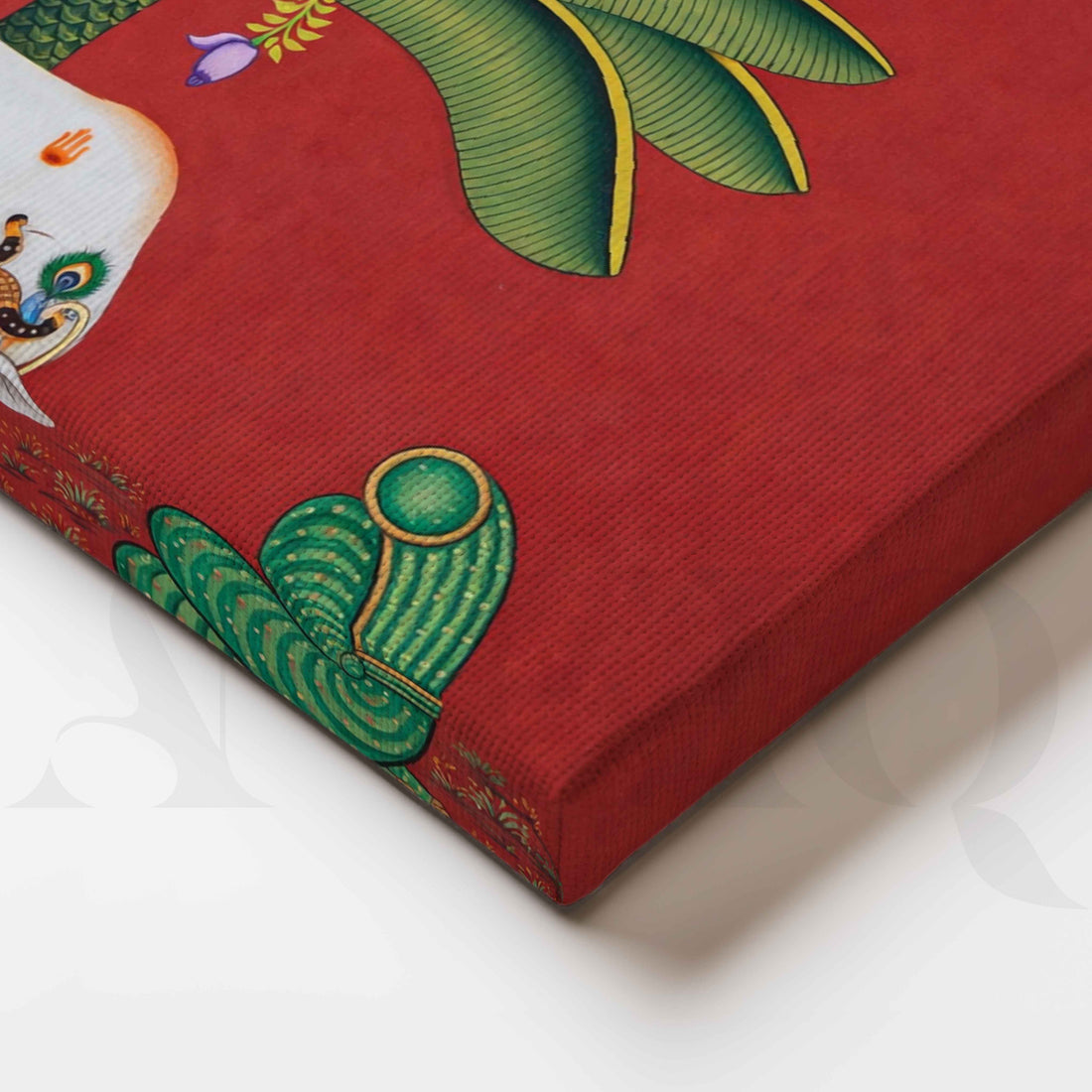 Sacred Cow Under Palm Tree Canvas Artwork – Asha Art Studio