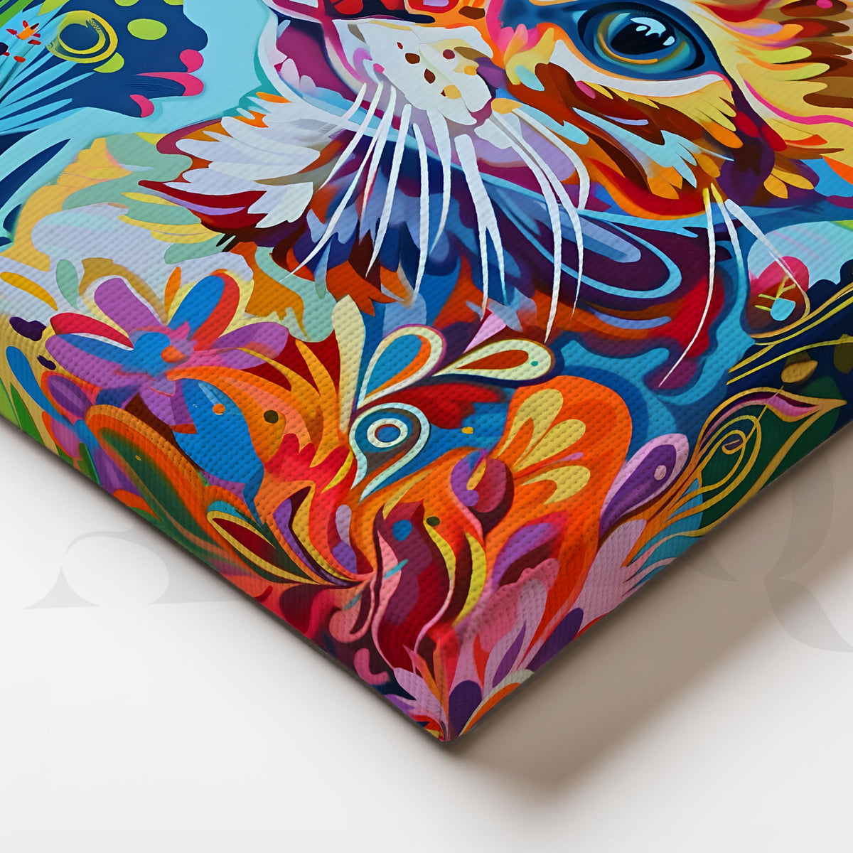 Colorful Cat Pop Art Canvas Artwork (Ready to Ship) – Asha Art Studio – Image 2
