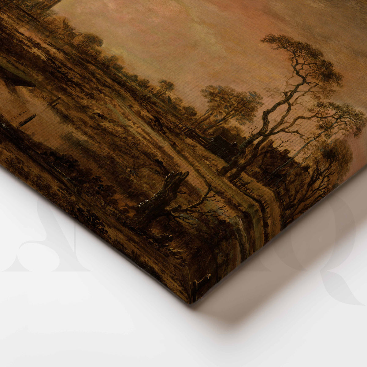 Vintage Riverside Village Canvas Artwork – Asha Art Studio – Image 2