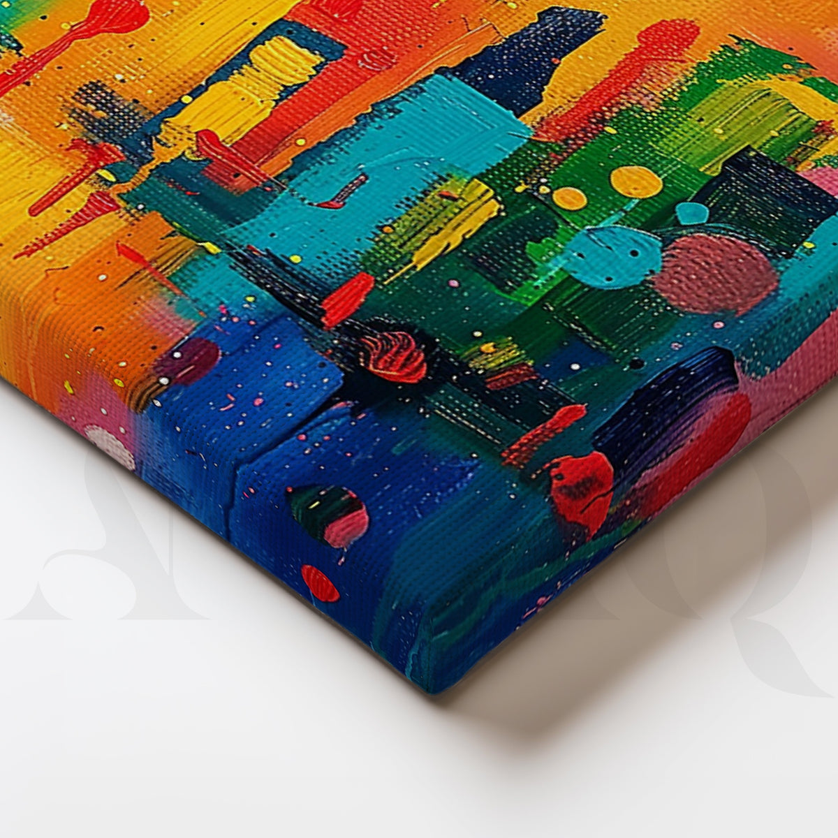 Colorful Abstract Cityscape Canvas Artwork – Asha Art Studio – Image 2