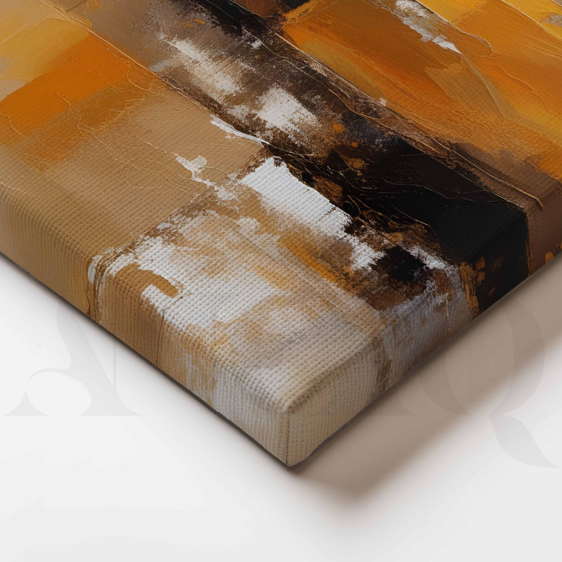 Warm Ochre Abstract Canvas Artwork – Asha Art Studio