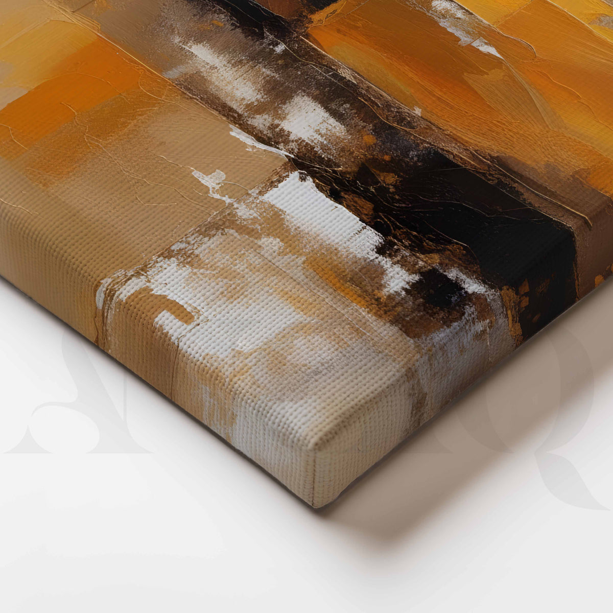 Warm Ochre Abstract Canvas Artwork – Asha Art Studio – Image 2