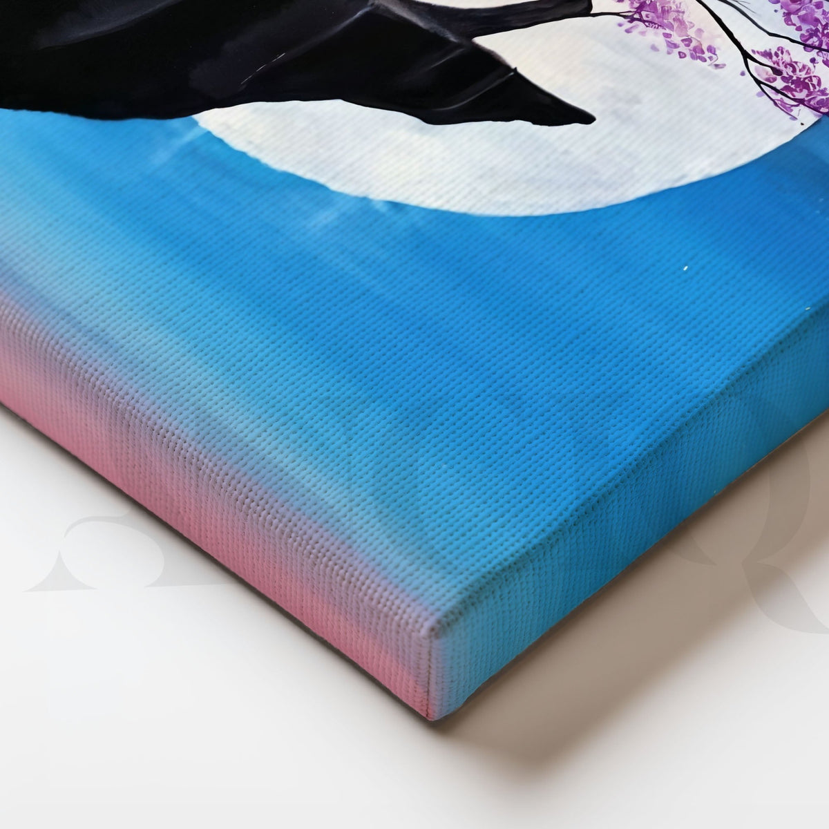Moonlit Cherry Blossom Tree Canvas Artwork (Ready to Ship) – Asha Art Studio – Image 2