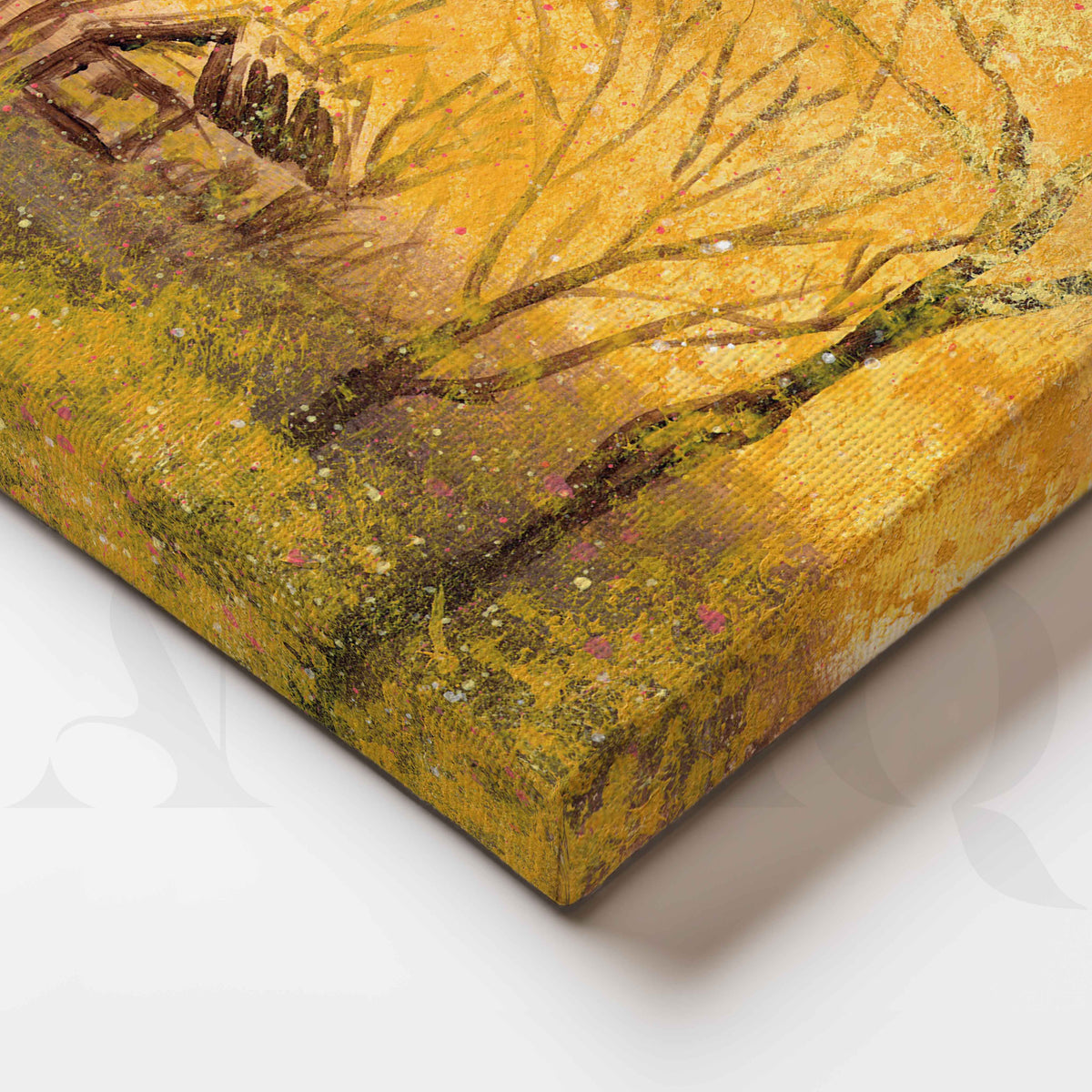 Golden Forest Cottage Canvas Artwork – Asha Art Studio – Image 2
