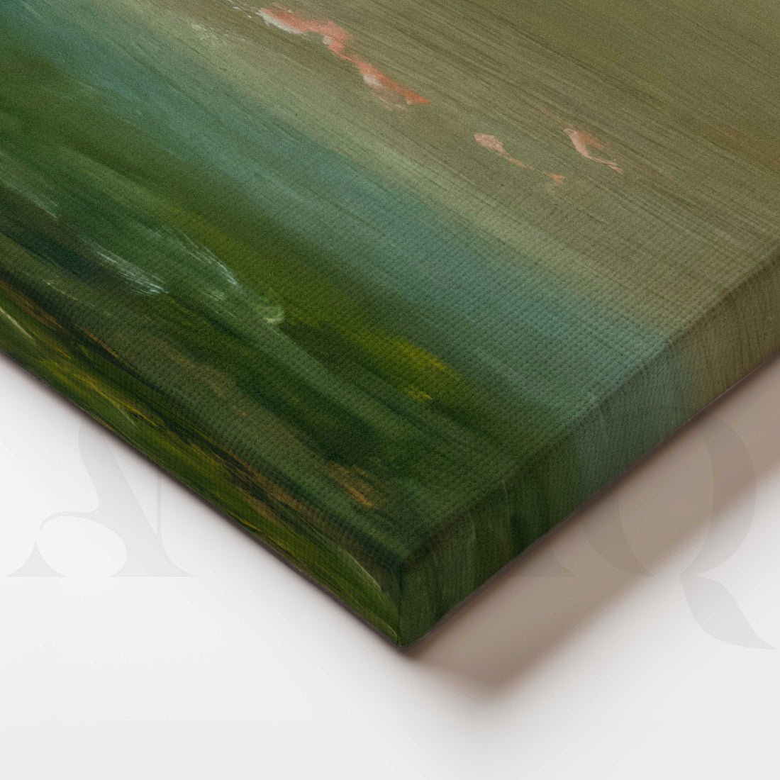 Misty Green Tree Landscape Canvas Artwork – Asha Art Studio