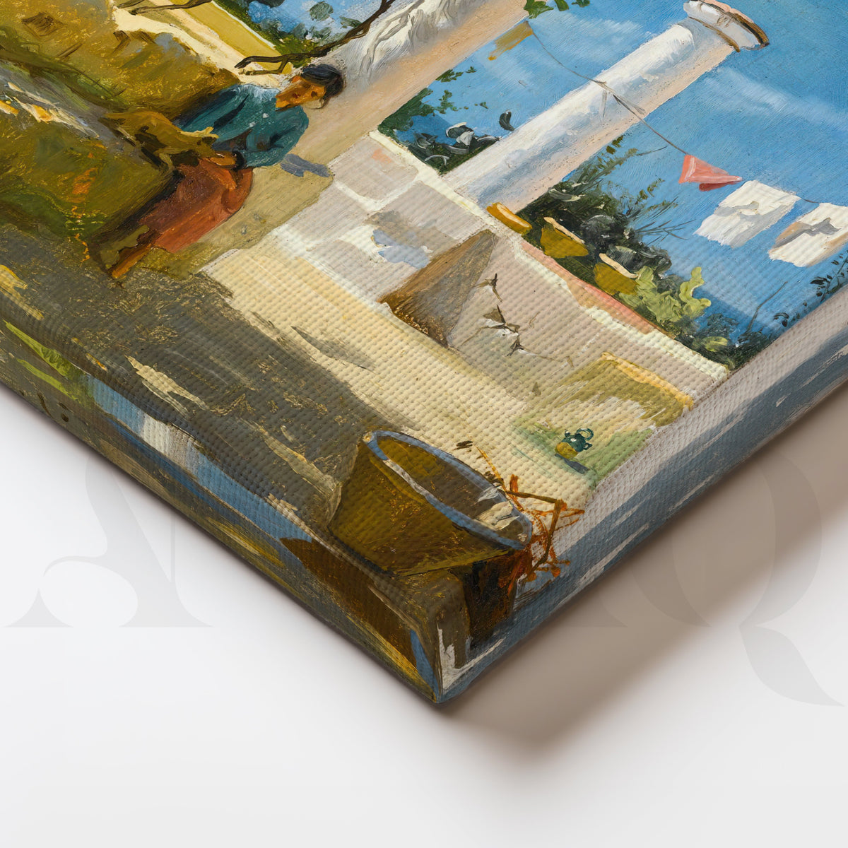 Sunlit Courtyard Canvas Artwork – Asha Art Studio – Image 2