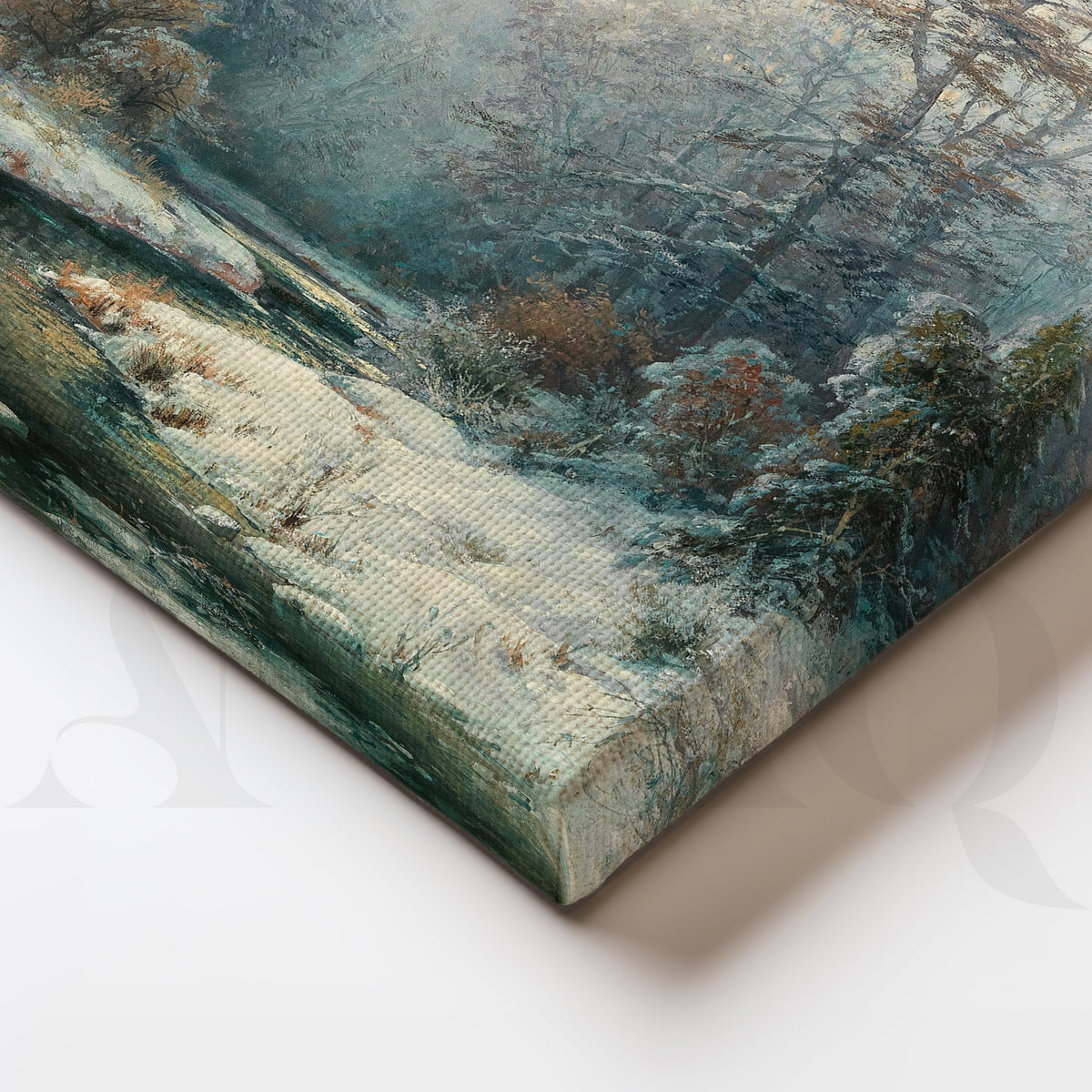 Snowy Forest River Canvas Artwork – Asha Art Studio – Image 2