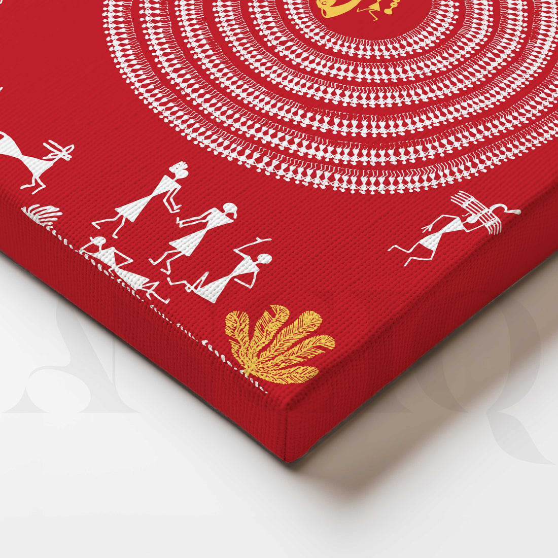 Tribal Circle Dance Folk Canvas Artwork – Asha Art Studio