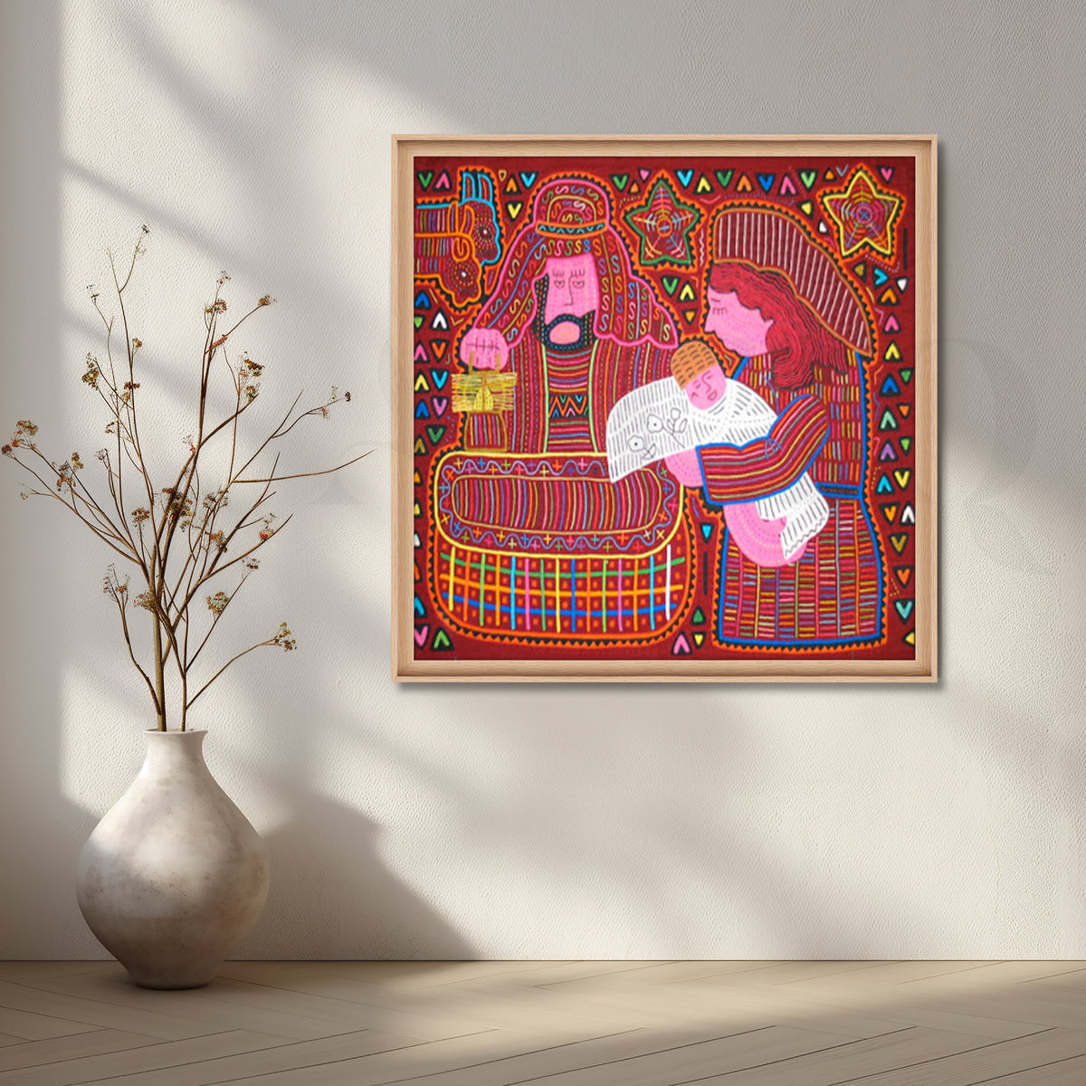 Folk Nativity Family Canvas Artwork – Asha Art Studio – Image 5