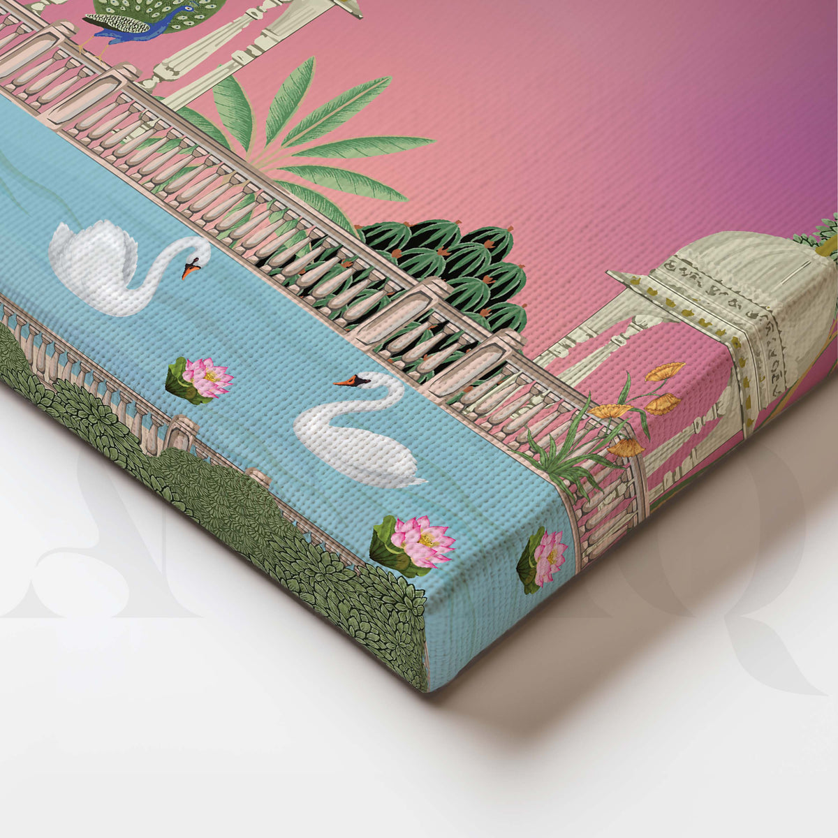 Royal Swan Palace Gallery Wall Canvas Artwork Set of 2 – Asha Art Studio – Image 2