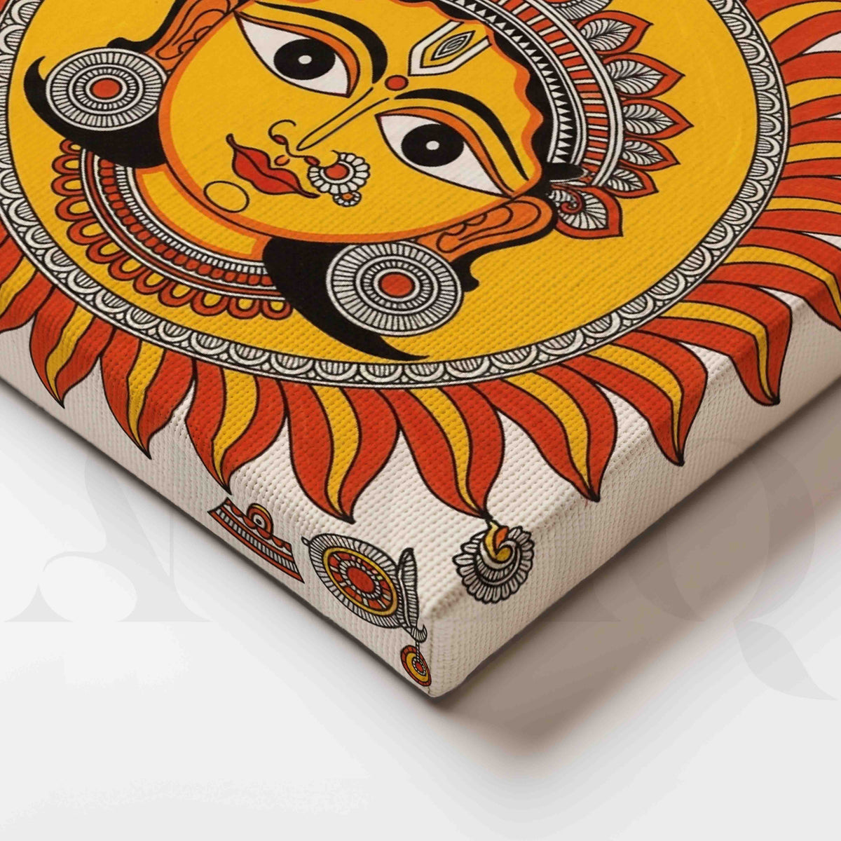Surya Dev Traditional Madhubani Canvas Artwork – Asha Art Studio – Image 2