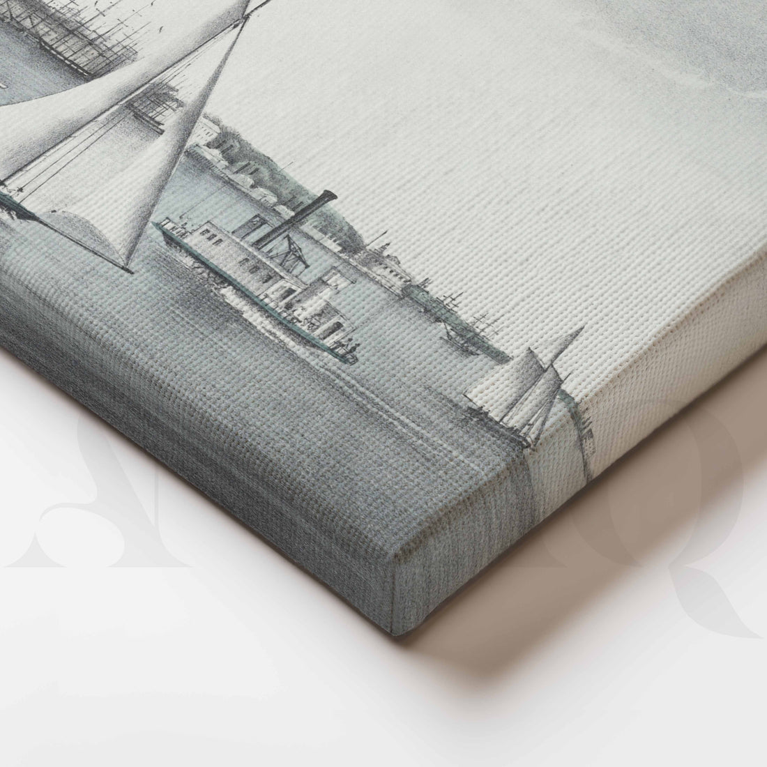 Vintage Harbour Sailboat Canvas Artwork – Asha Art Studio
