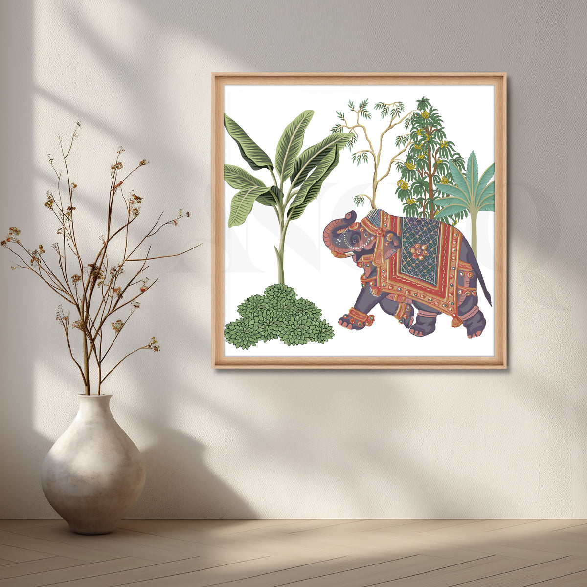 Tropical Jungle Elephant Botanical Canvas Artwork – Asha Art Studio – Image 5